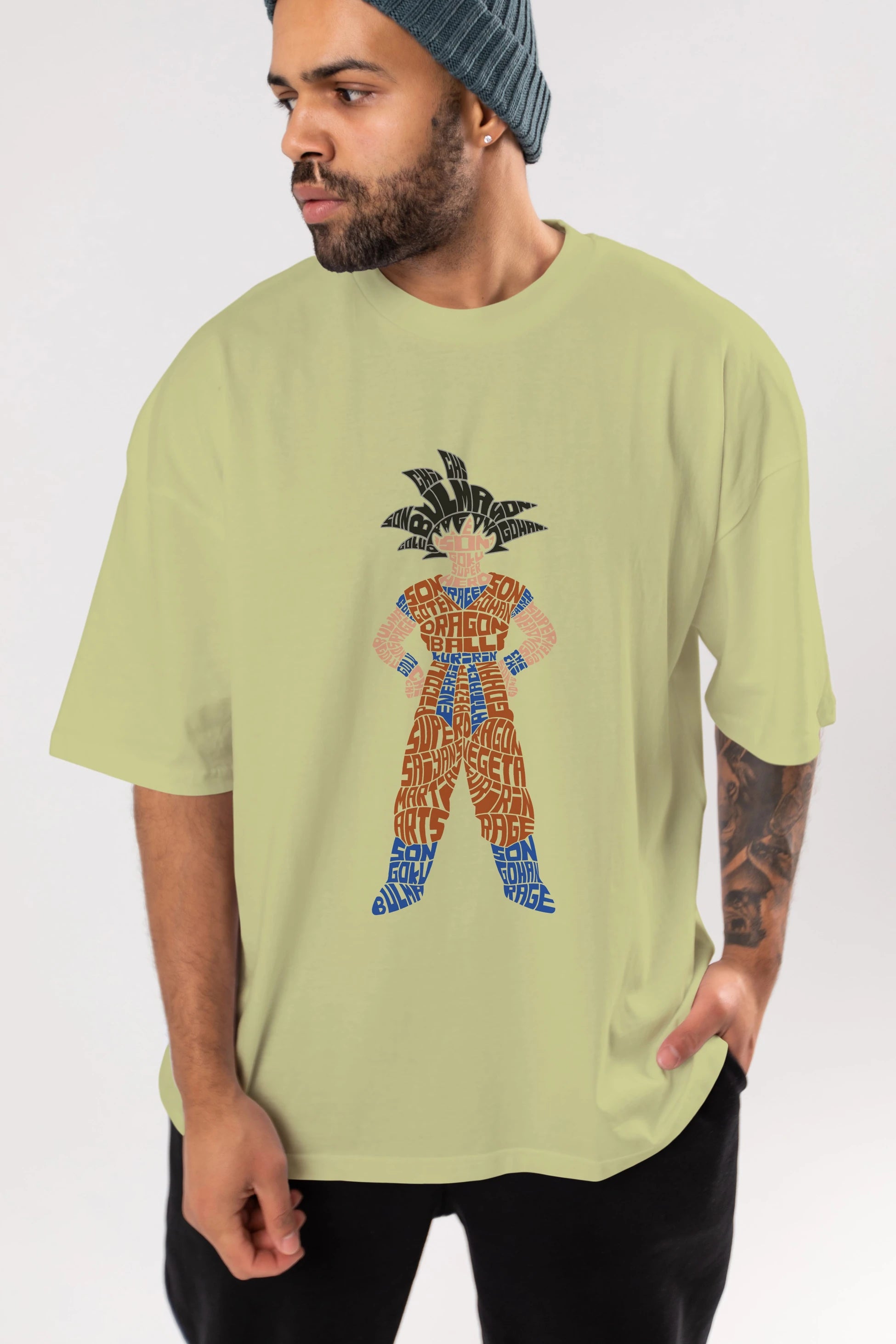 Goku Ön Baskılı Oversize t-shirt %100 pamuk Erkek Kadın Unisex
