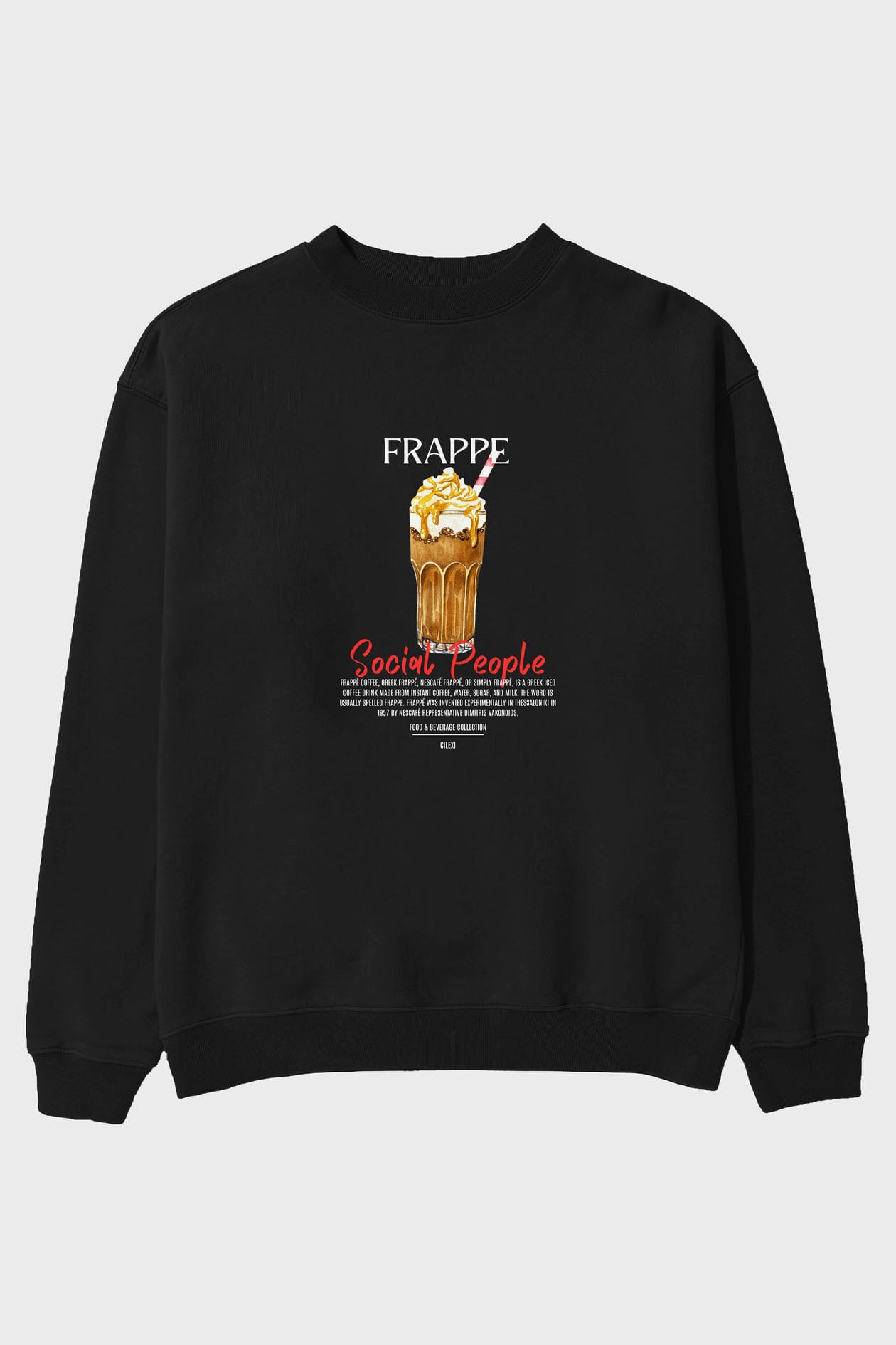 Frappe ön Baskılı Oversize Sweatshirt Erkek Kadın Unisex