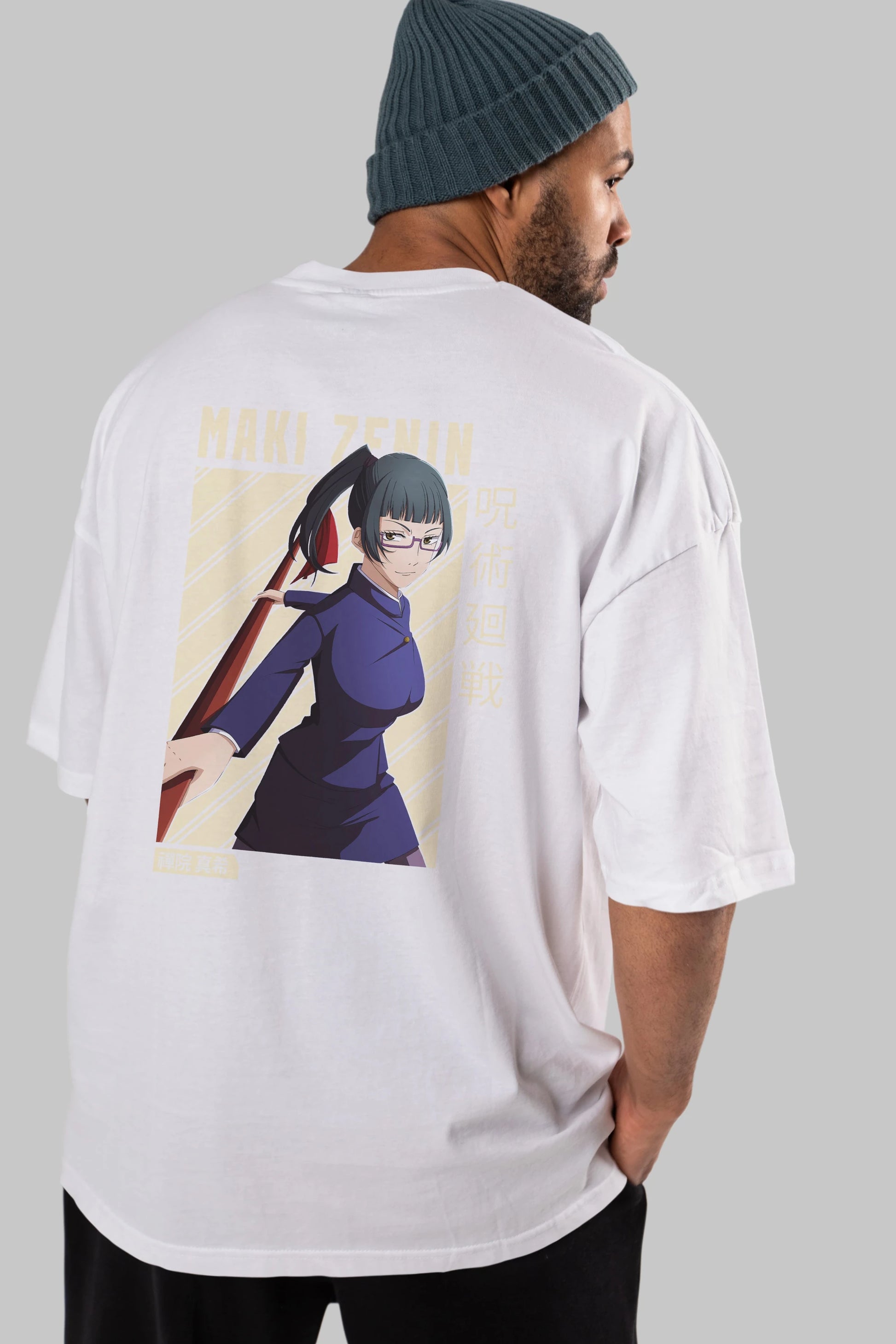 Maki Zenin CHAİNSAWMAN Anime Arka Baskılı Oversize t-shirt Erkek Kadın Unisex