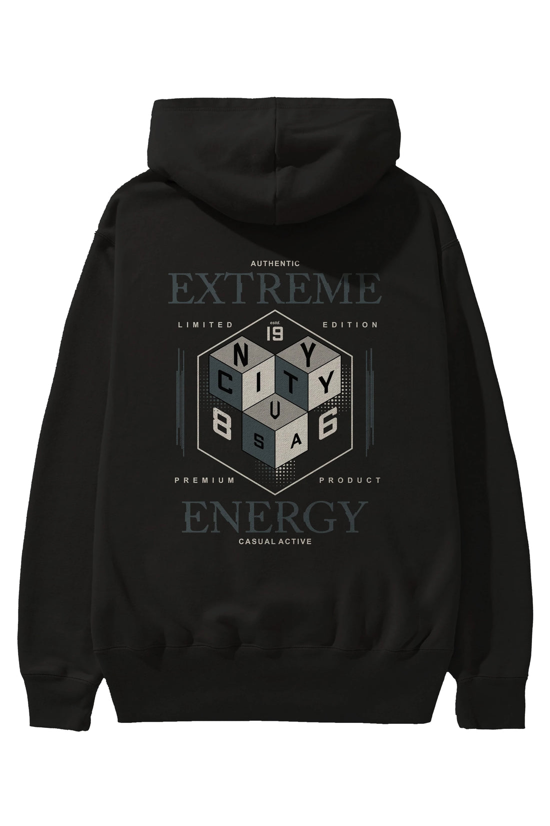 Extreme Energy Arka Baskılı Hoodie Oversize Kapüşonlu Sweatshirt Erkek Kadın Unisex