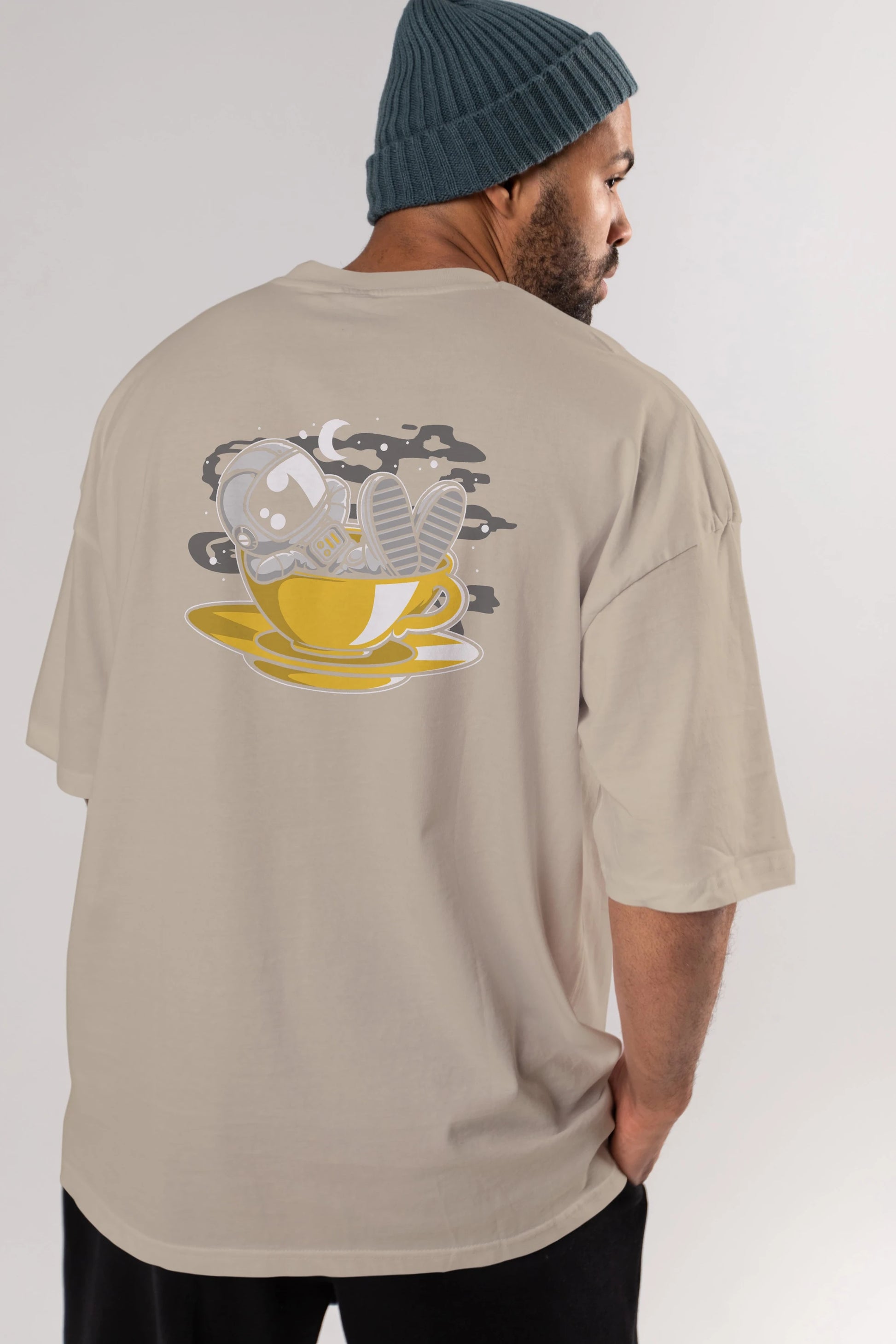 Astronaut Relax Arka Baskılı Oversize t-shirt Erkek Kadın Unisex