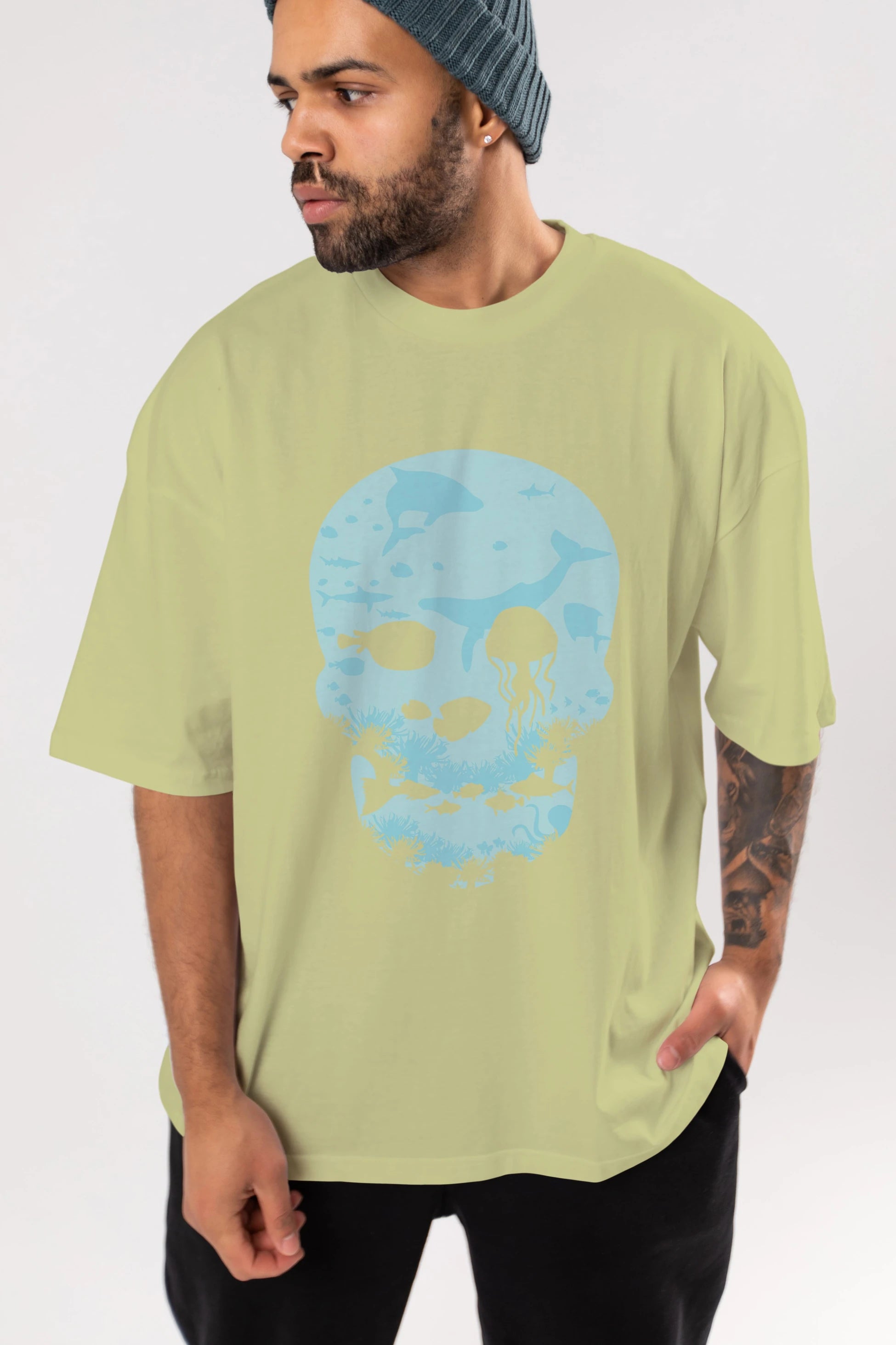 Dead Sea Ön Baskılı Oversize t-shirt %100 pamuk Erkek Kadın Unisex