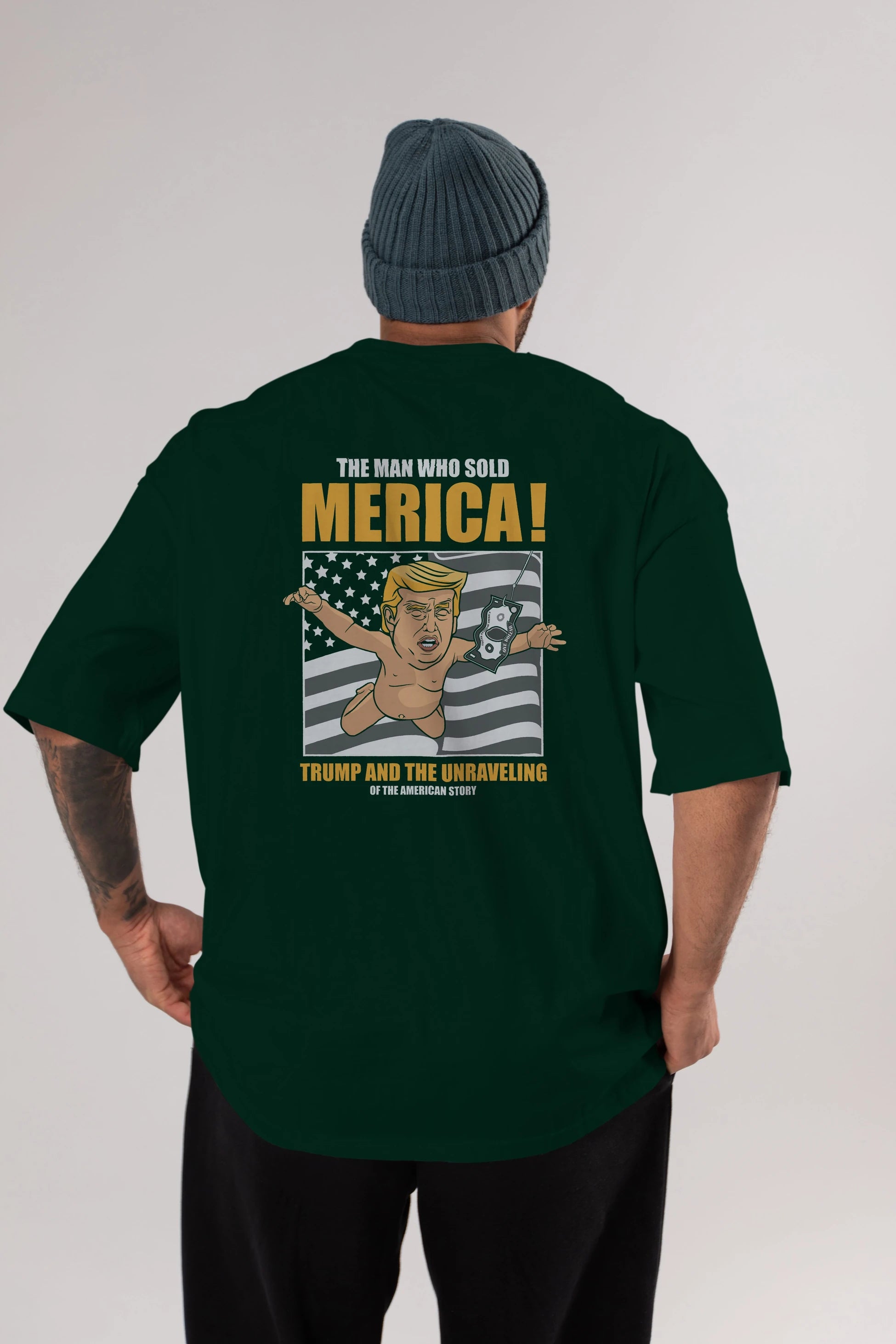 Trump Nirvana Arka Baskılı Oversize t-shirt Erkek Kadın Unisex %100 Pamuk tişort