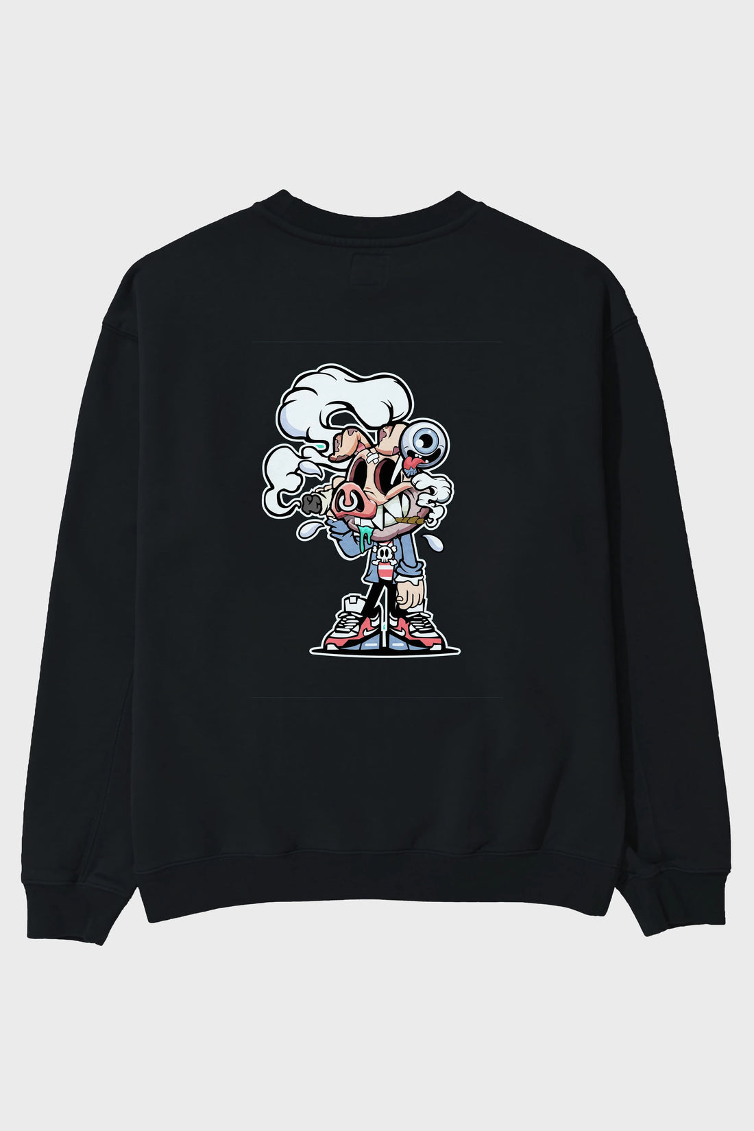Pig Smoker Arka Baskılı Oversize Sweatshirt Erkek Kadın Unisex