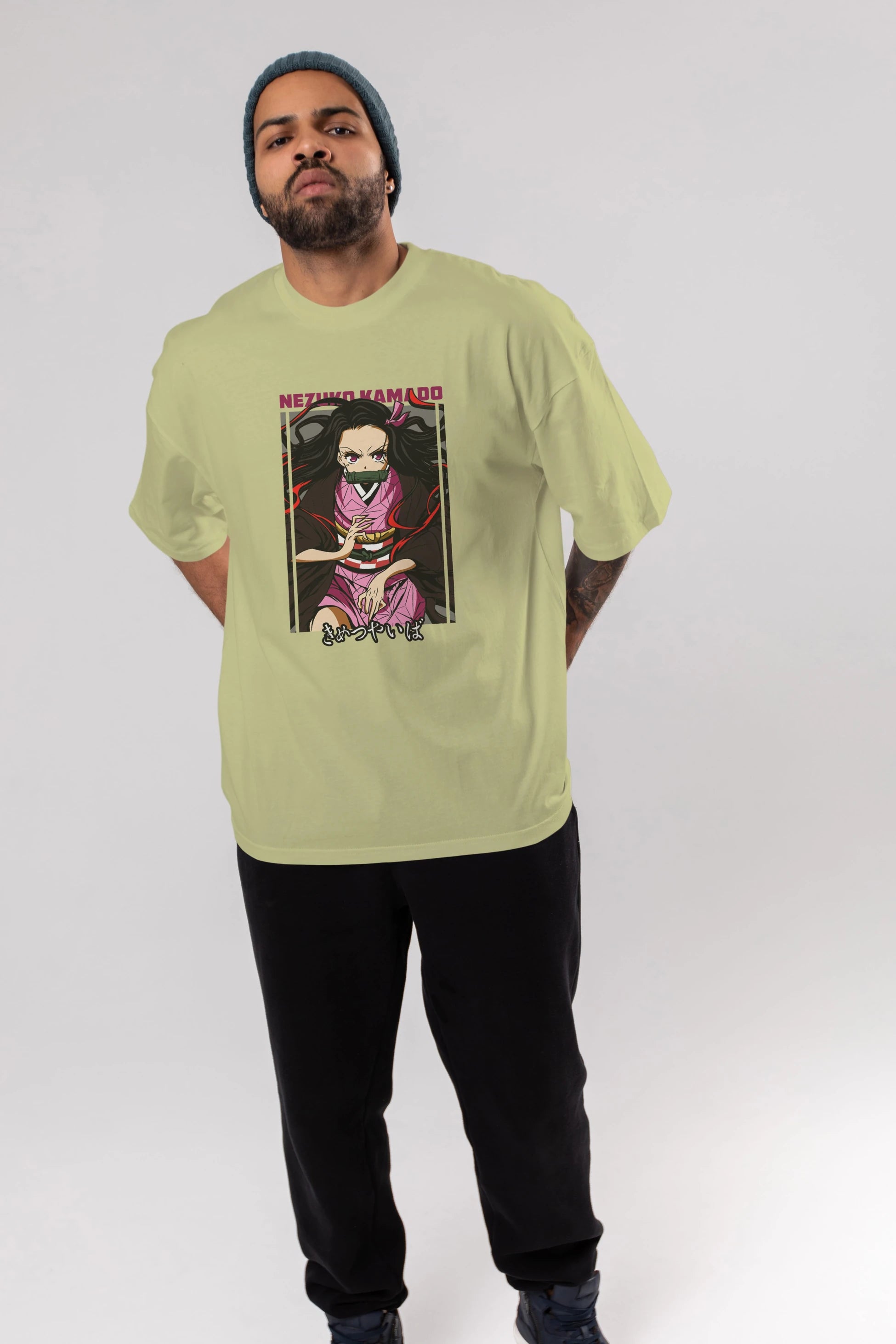 Nezuko Kamado 1 Anime Ön Baskılı Oversize t-shirt %100 pamuk Erkek Kadın Unisex