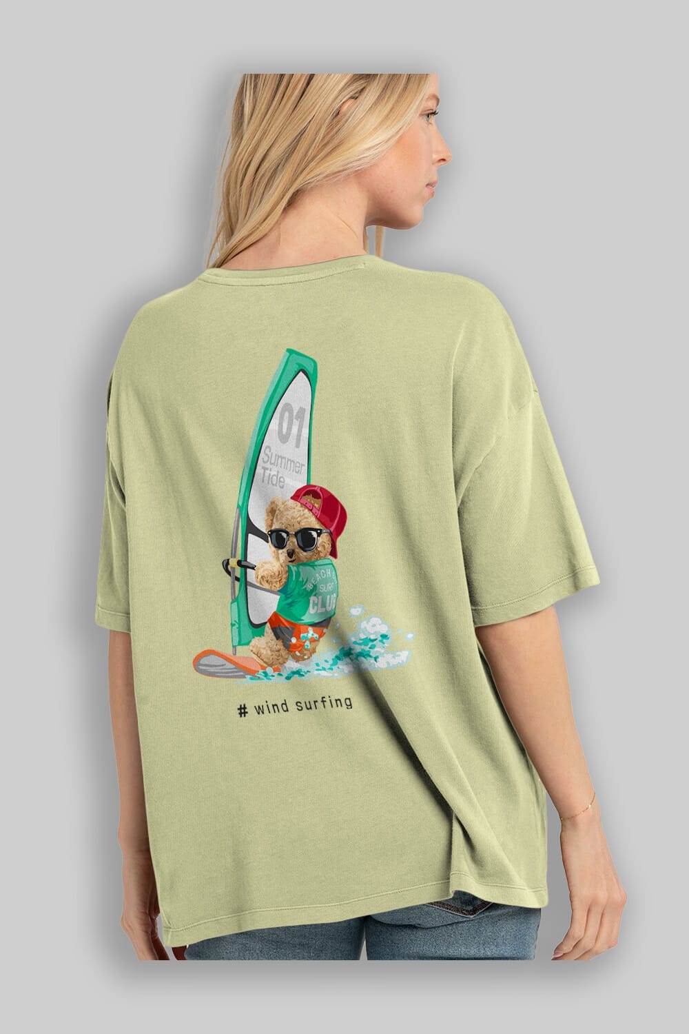 Teddy Bear Summer Tide Arka Baskılı Oversize t-shirt Erkek Kadın Unisex %100 Pamuk