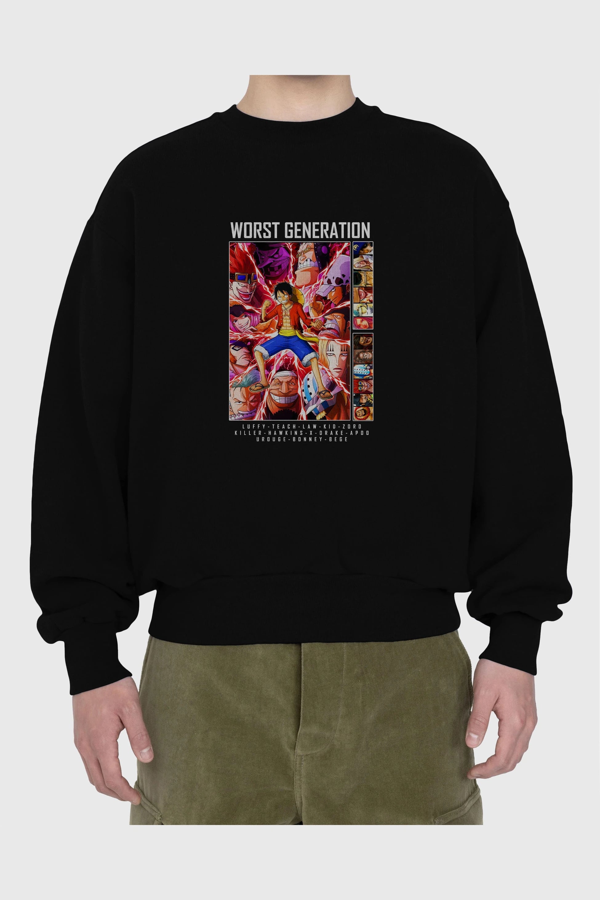 Worst Generation Ön Baskılı Anime Oversize Sweatshirt Erkek Kadın Unisex