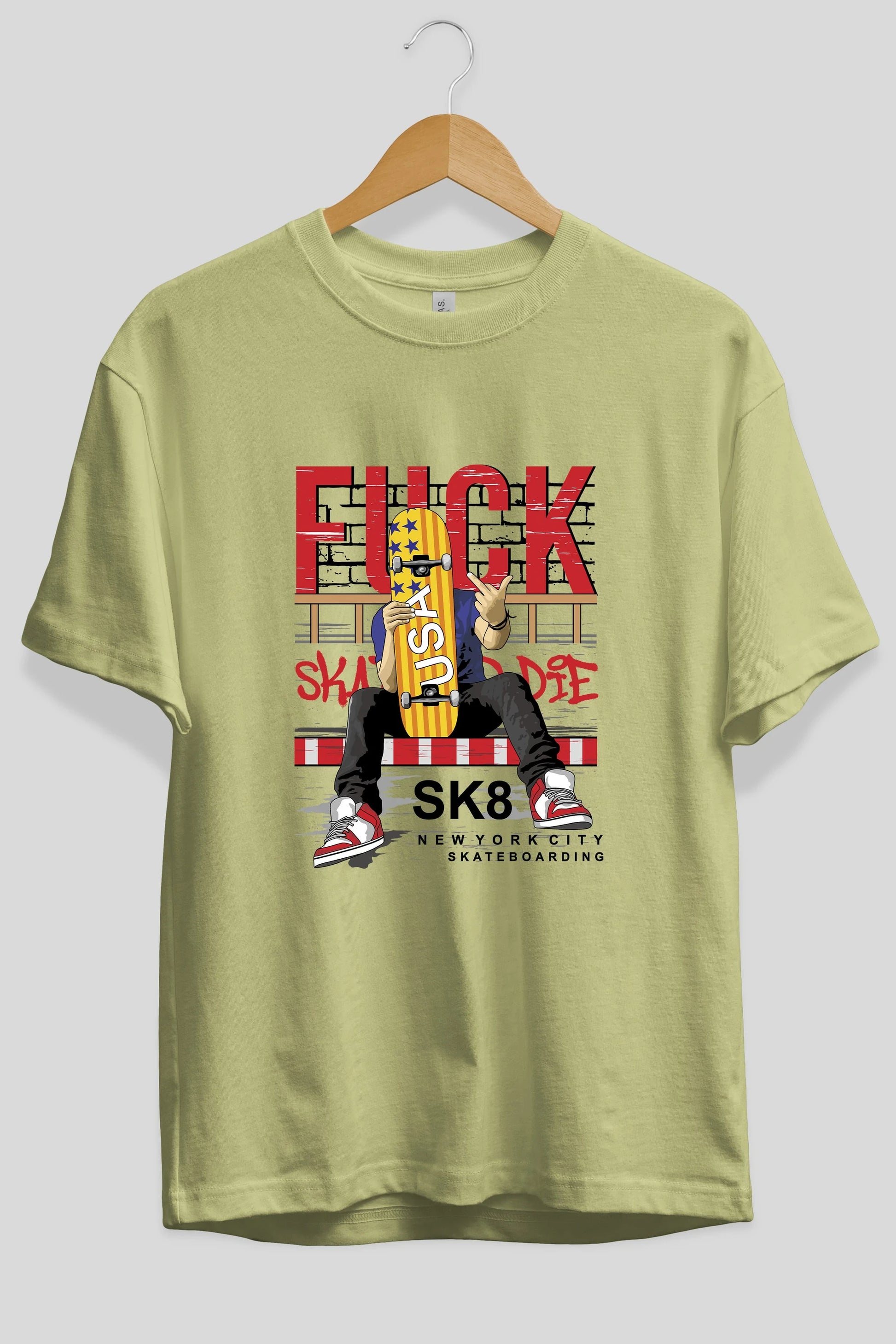 Skate or Die Ön Baskılı Oversize t-shirt Erkek Kadın Unisex