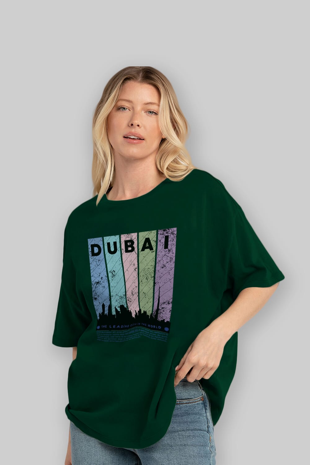 Dubai Yazılı Ön Baskılı Oversize t-shirt Erkek Kadın Unisex