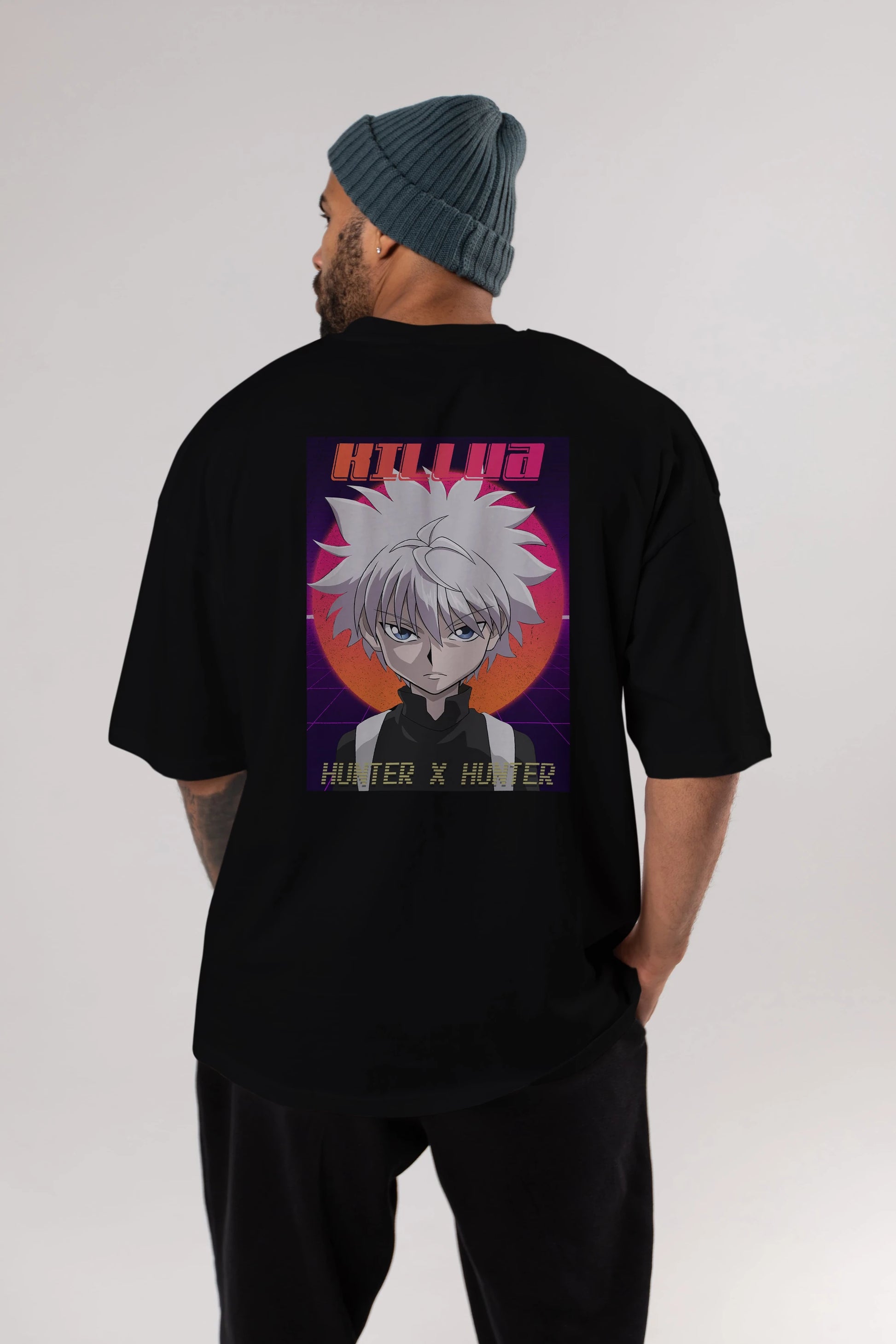 Killua Zoldyck 12 1 Anime Arka Baskılı Oversize t-shirt Erkek Kadın Unisex