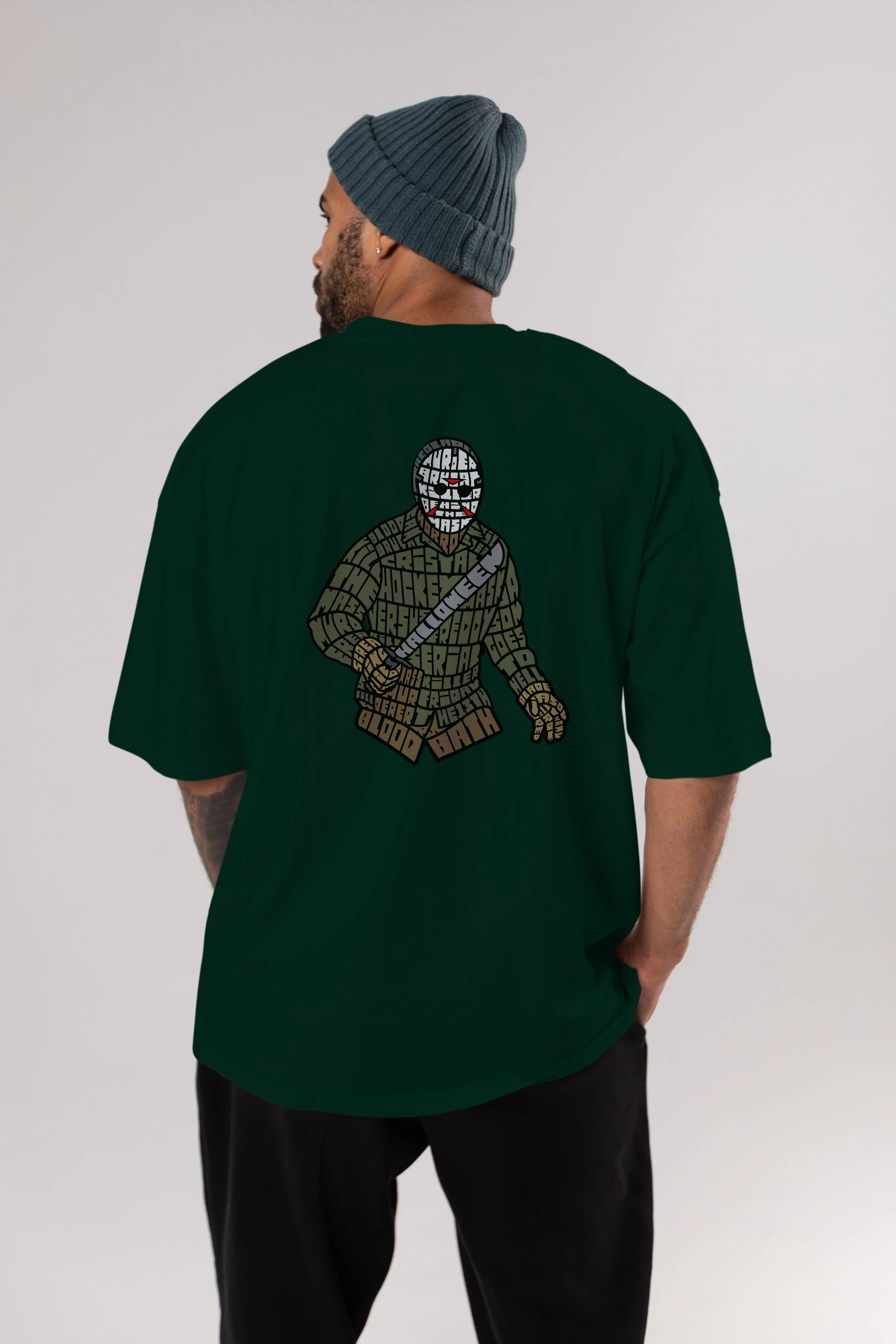 Jason Arka Baskılı Oversize t-shirt %100 pamuk Erkek Kadın Unisex