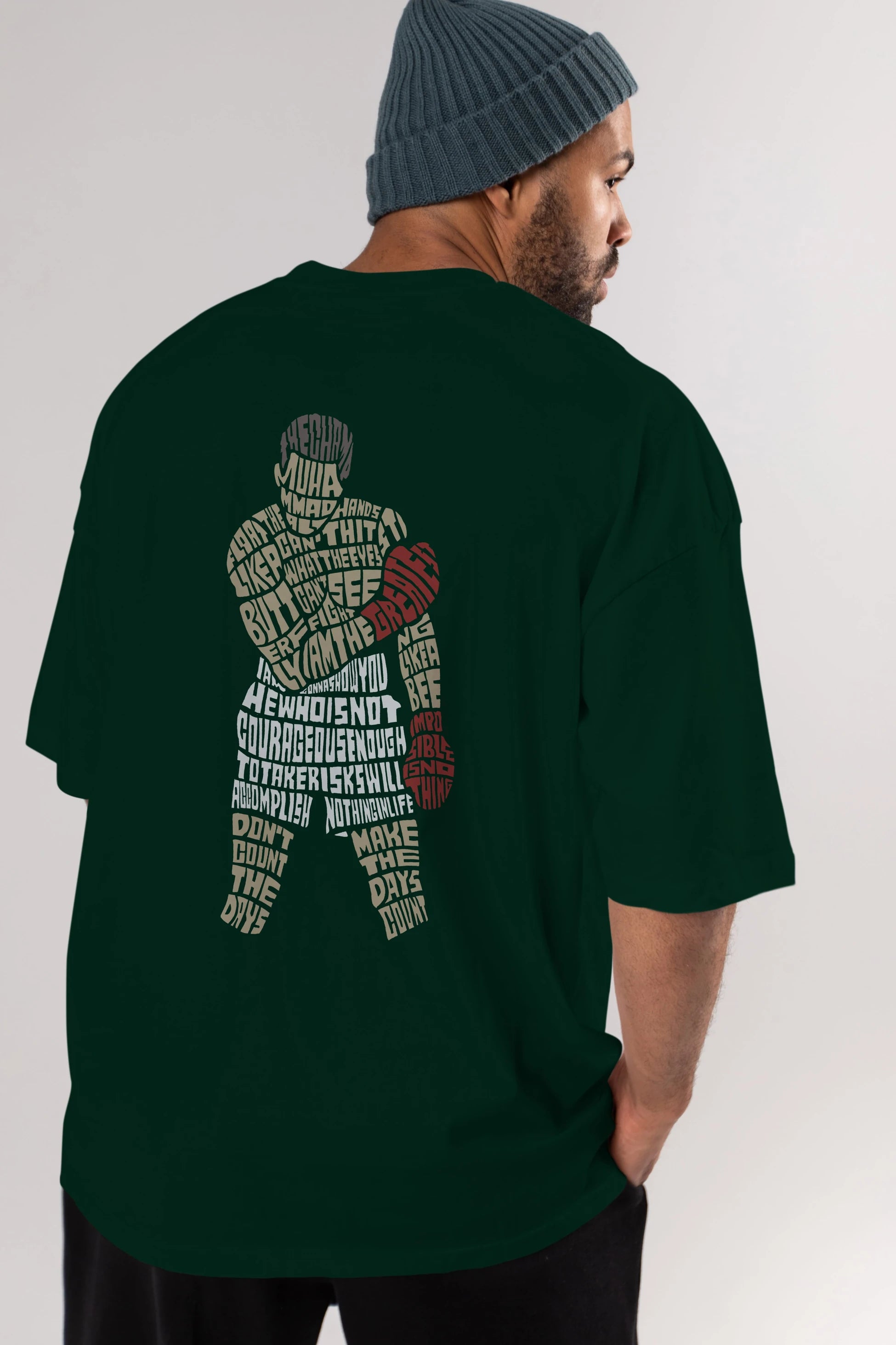 The Champ Muhammad Ali Arka Baskılı Oversize t-shirt %100 pamuk Erkek Kadın Unisex