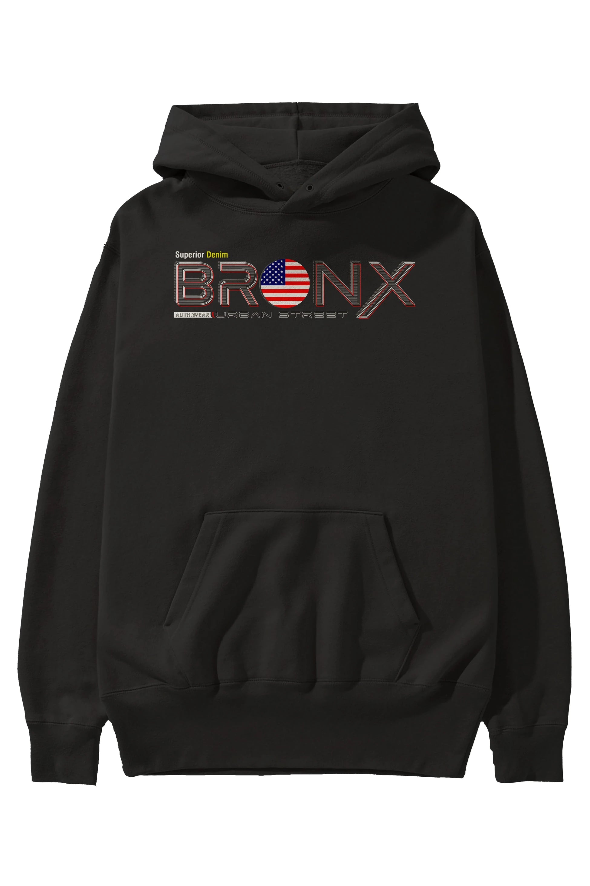 Bronx Ön Baskılı Oversize Hoodie Kapüşonlu Sweatshirt Erkek Kadın Unisex