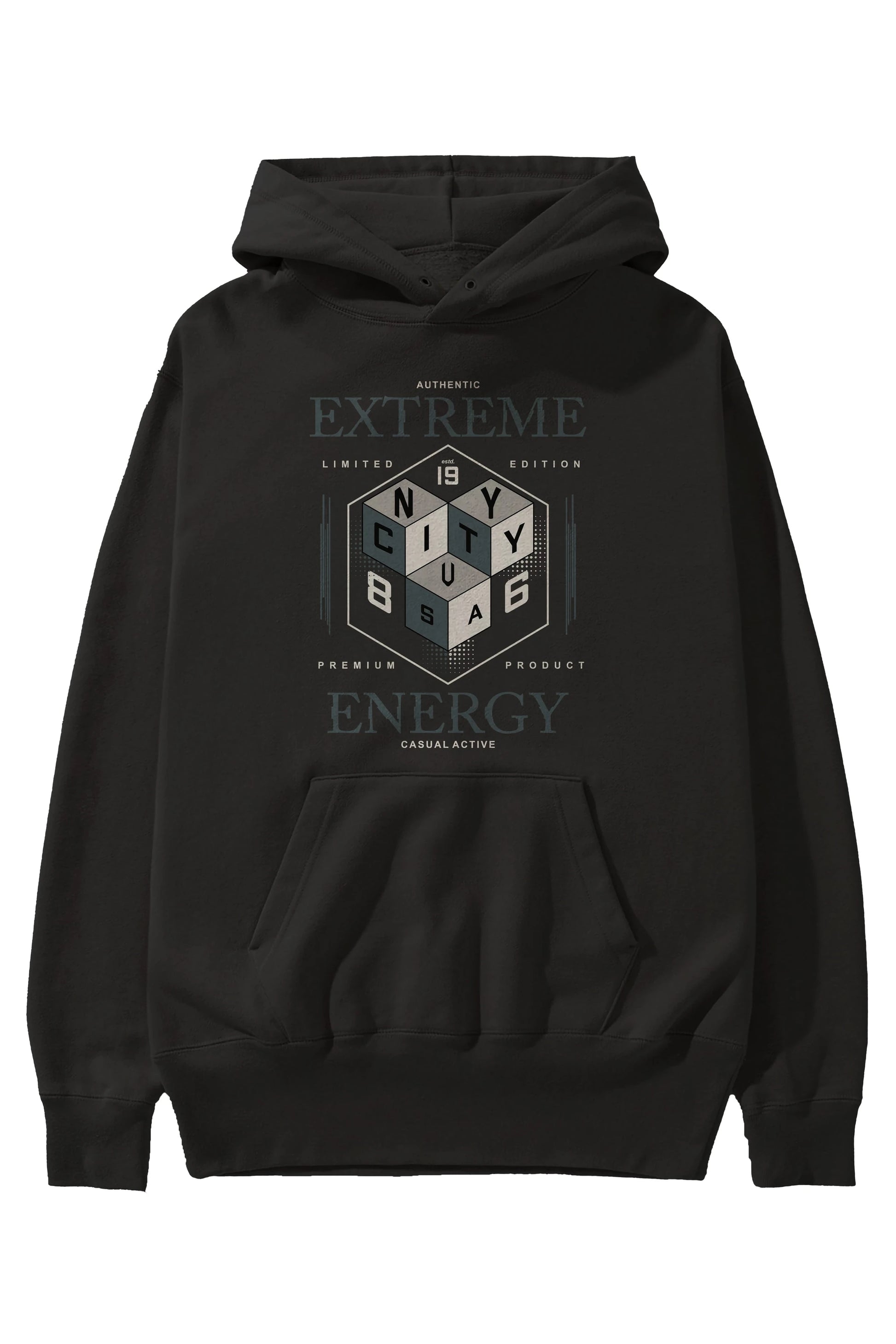 Extreme Energy Ön Baskılı Hoodie Oversize Kapüşonlu Sweatshirt Erkek Kadın Unisex