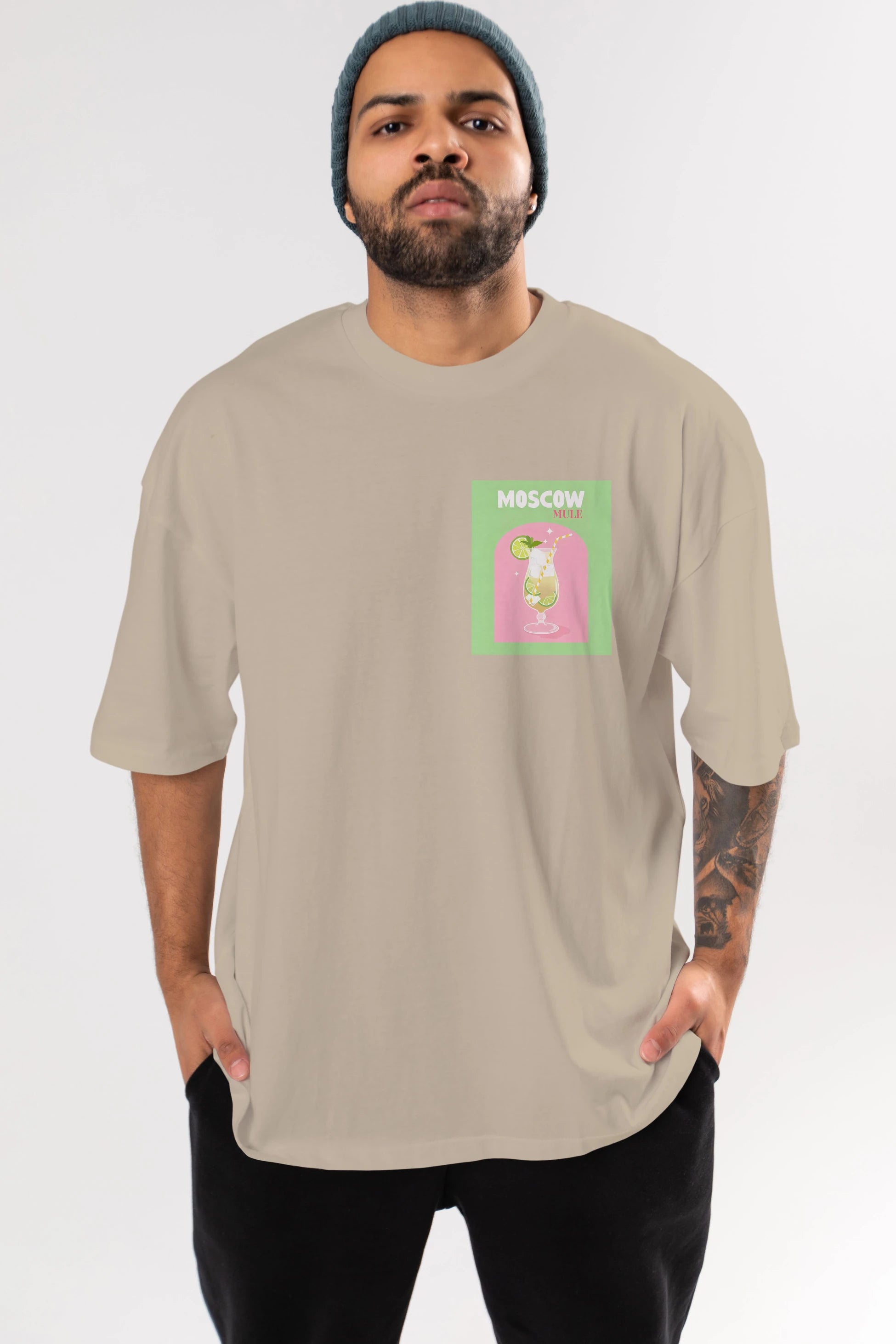 Moscow Mule 5 Ön Sol Baskılı Oversize t-shirt Erkek Kadın Unisex %100 Pamuk Bisiklet Yaka tişort