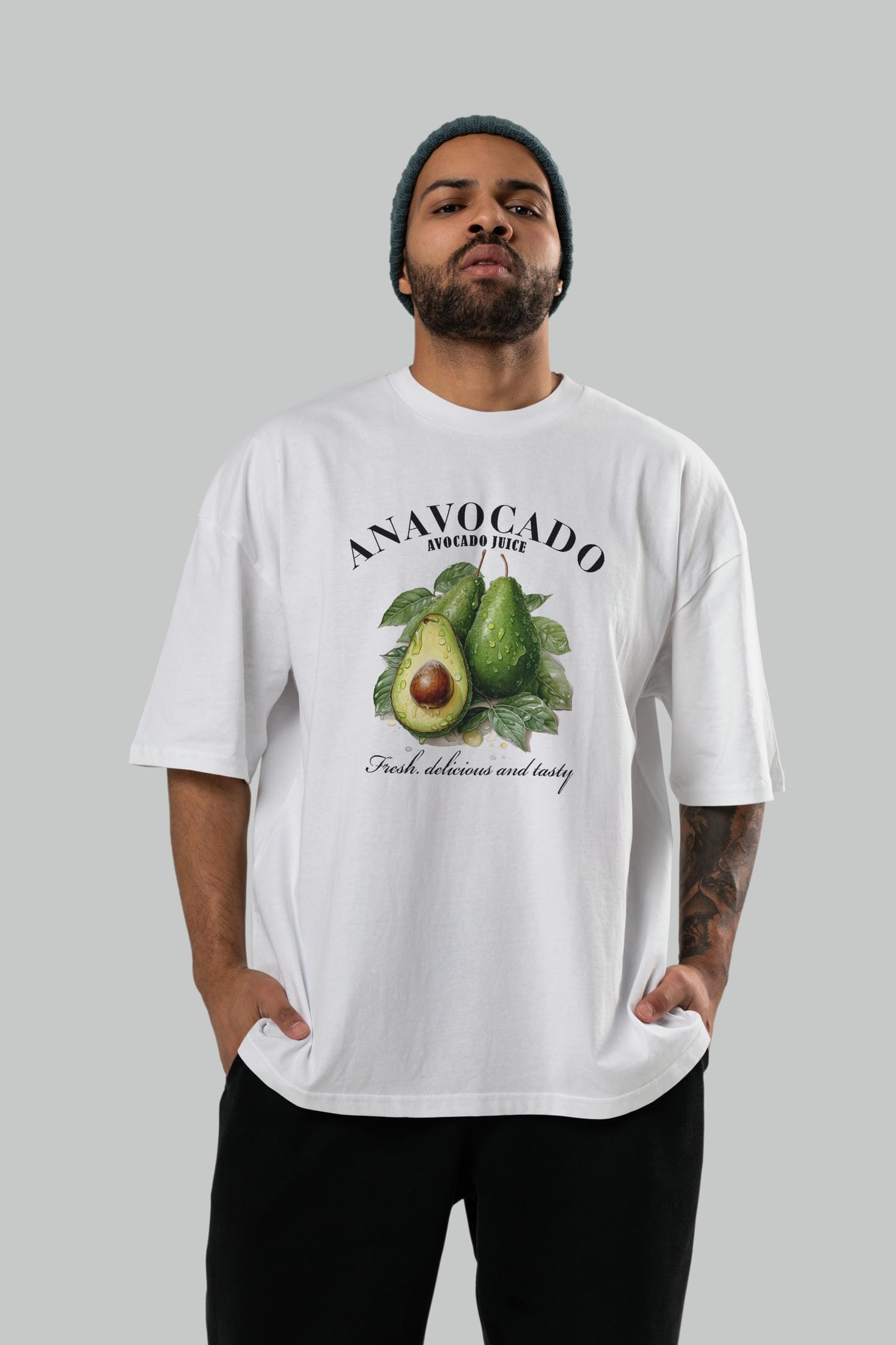 Avocado Avokado Ön Baskılı Oversize t-shirt Erkek Kadın Pamuk Bisiklet Yaka tişort