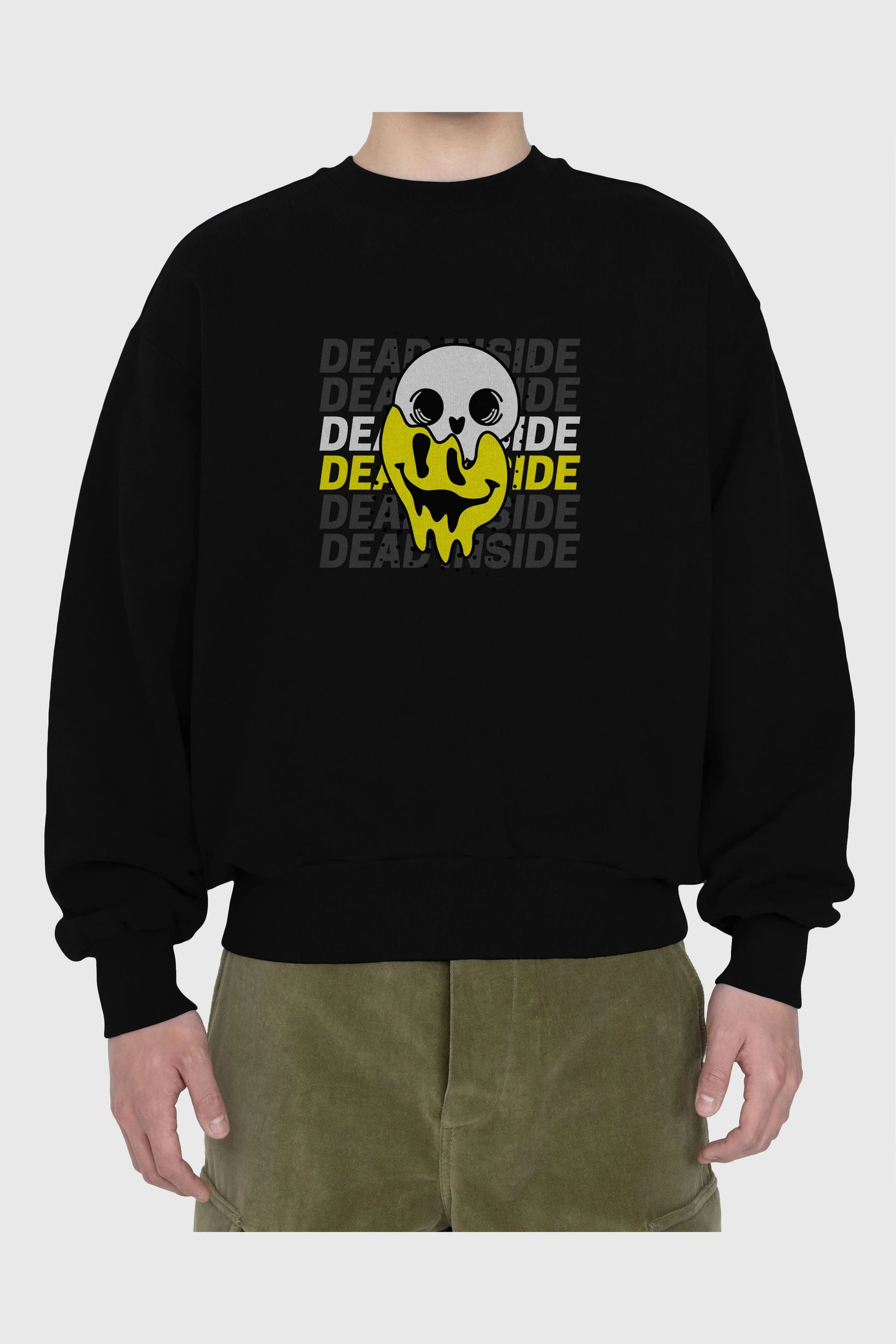 Dead Inside Yazılı Ön Baskılı Oversize Sweatshirt Erkek Kadın Unisex
