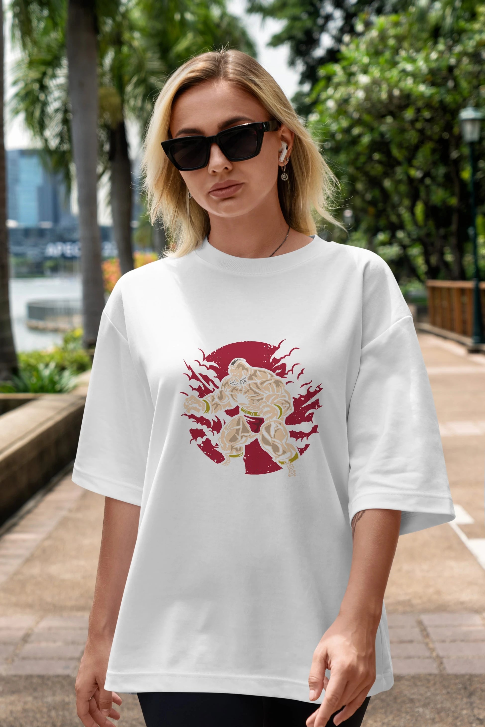 ZANGGIEF Ön Baskılı Oversize t-shirt Erkek Kadın Unisex %100 Pamuk tişort
