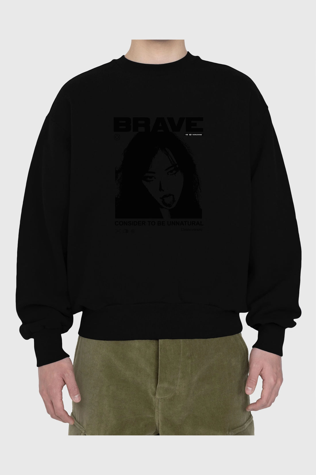 Brave Ön Baskılı Oversize Sweatshirt Erkek Kadın Unisex