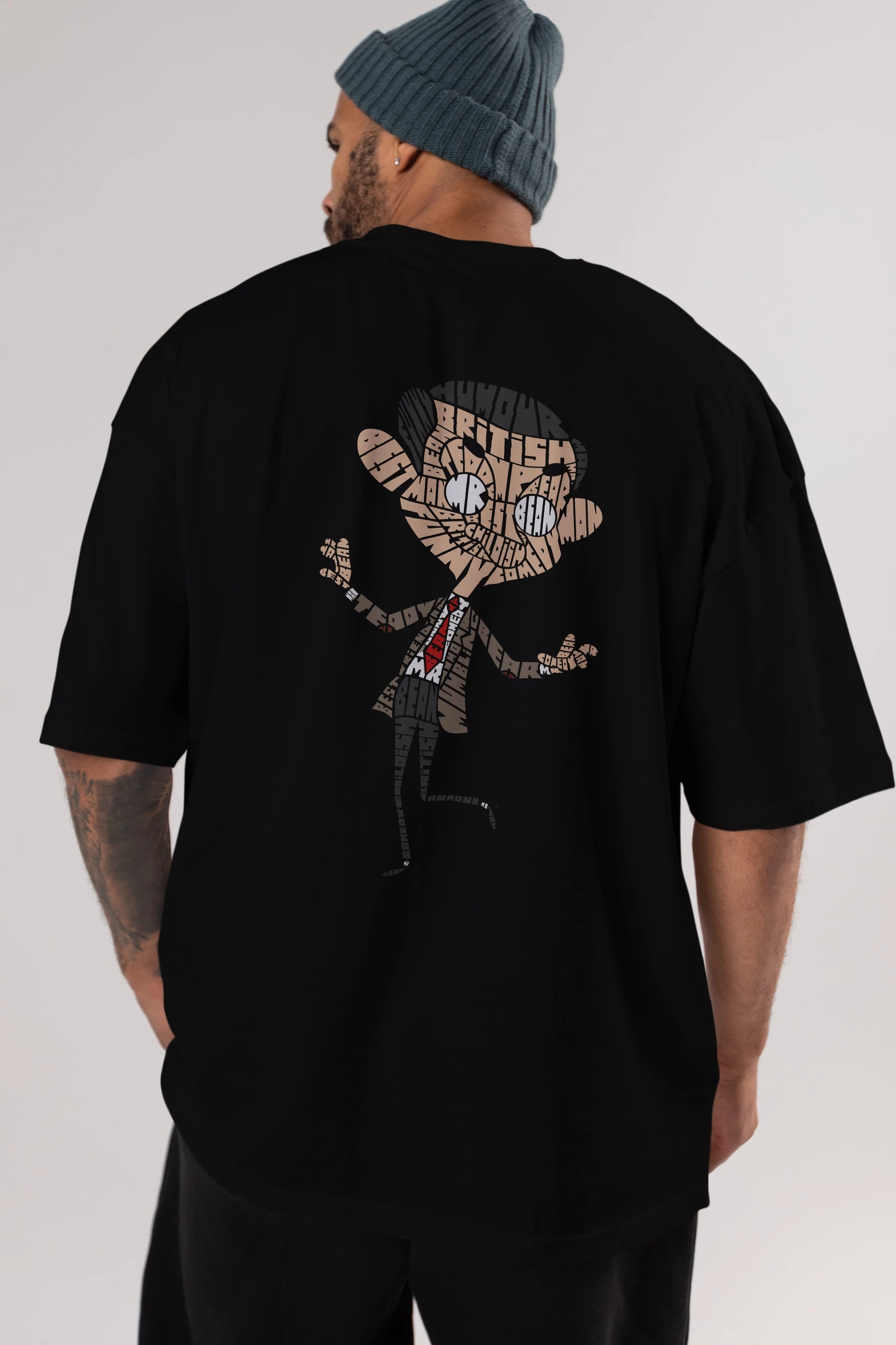 Mr Bean Arka Baskılı Oversize t-shirt %100 pamuk Erkek Kadın Unisex