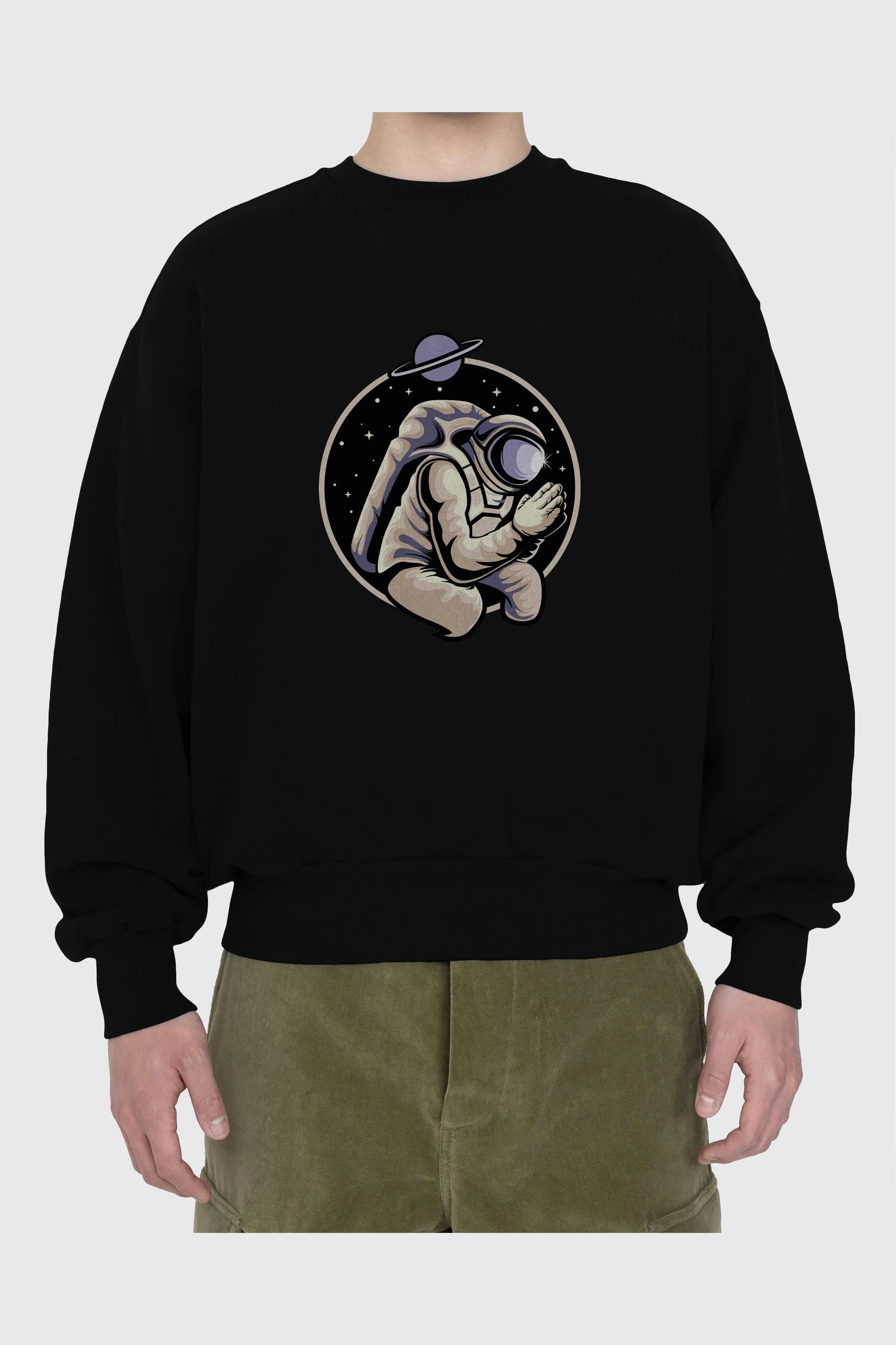 Astronaut Praying Ön Baskılı Oversize Sweatshirt Erkek Kadın Unisex