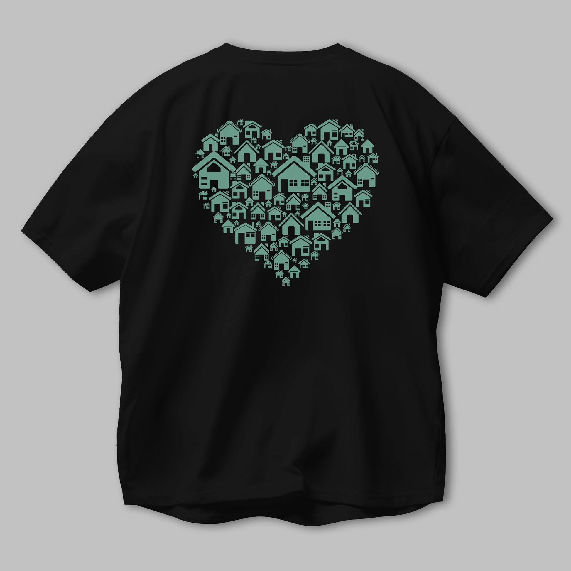 Home Heart Arka Baskılı Oversize t-shirt %100 pamuk Erkek Kadın Unisex