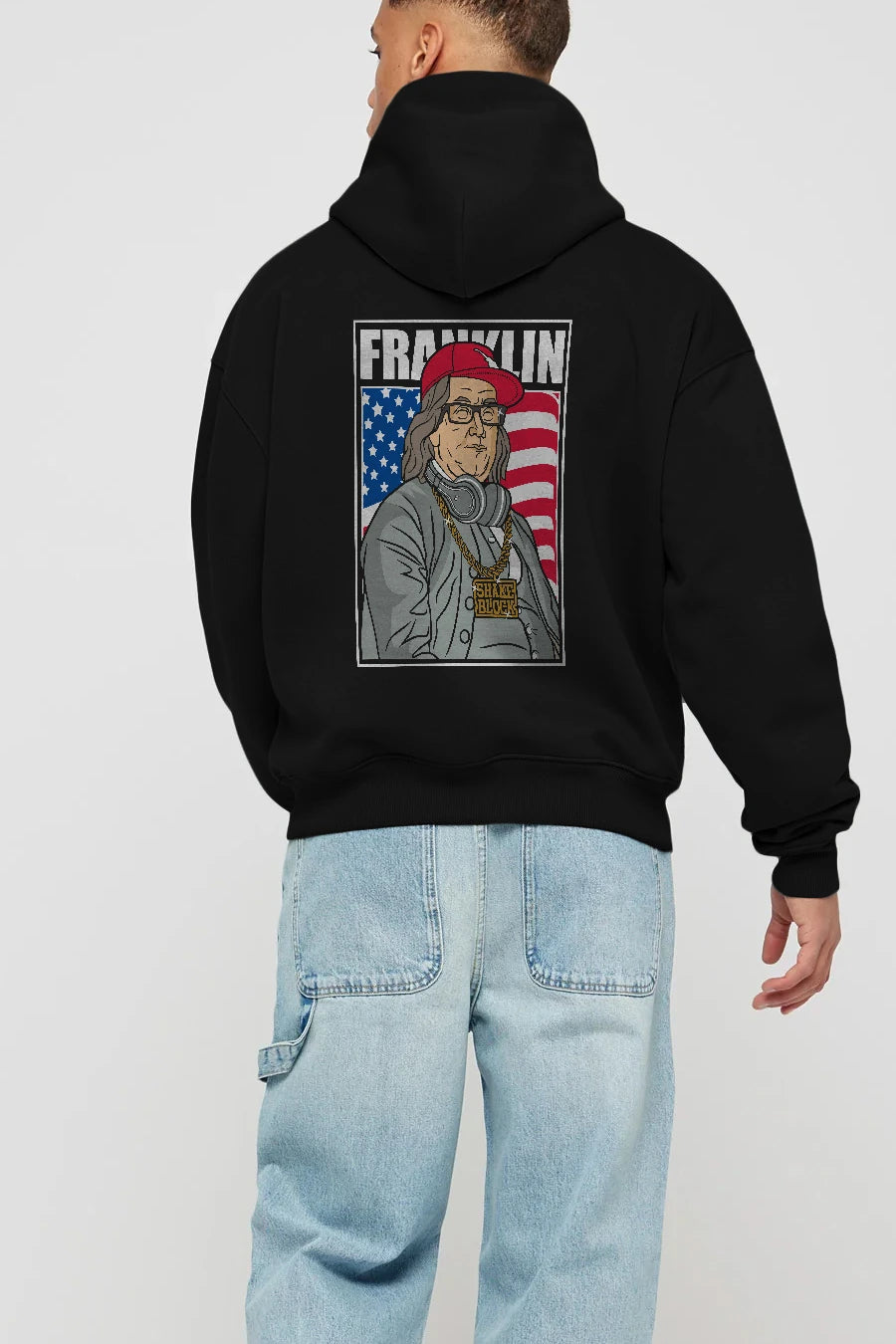 Franklin Rapper Arka Baskılı Hoodie Oversize Kapüşonlu Sweatshirt Erkek Kadın Unisex