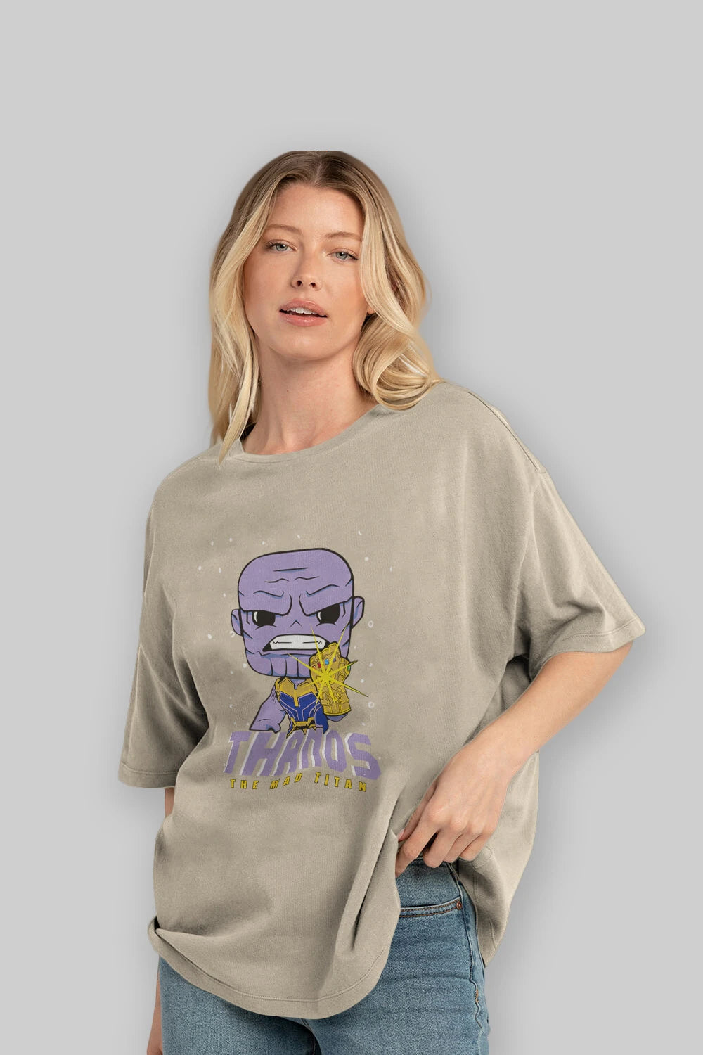 Thanos (1) Ön Baskılı Oversize t-shirt Erkek Kadın Unisex %100 Pamuk Bisiklet Yaka tişort