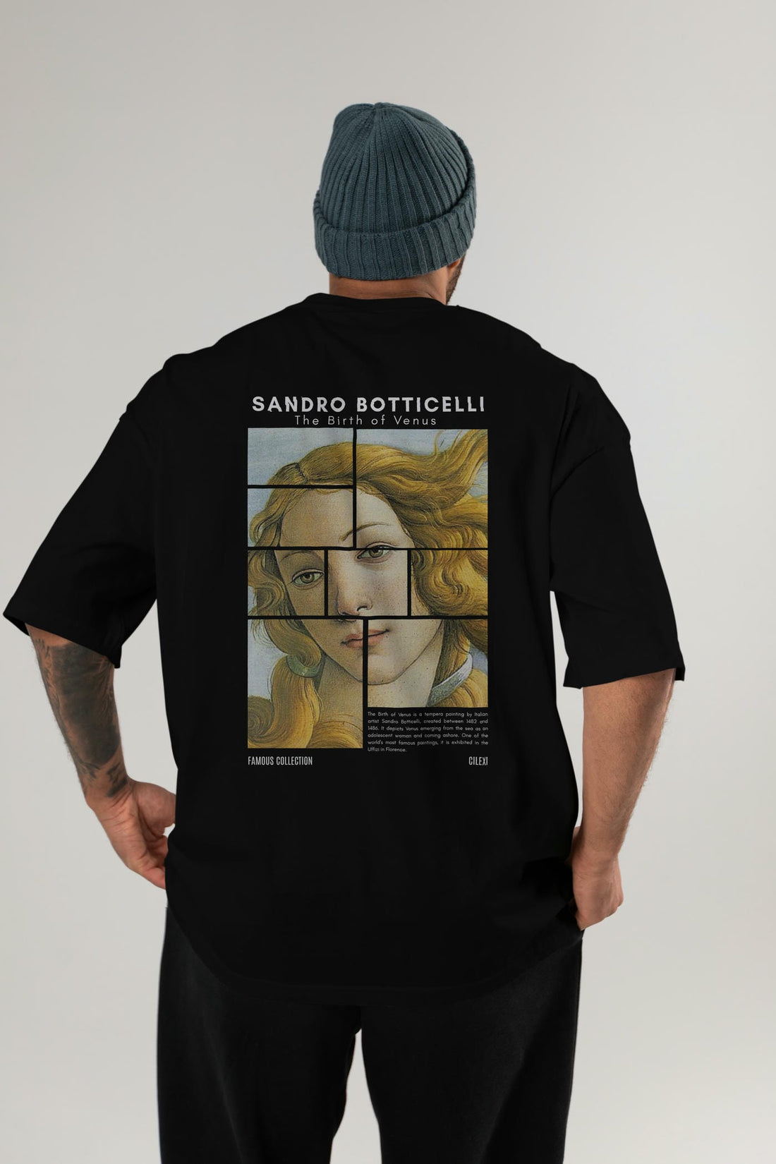 Sandro Botticelli Arka Baskılı Oversize t-shirt Erkek Kadın Bisiklet Yaka Pamuk tişort