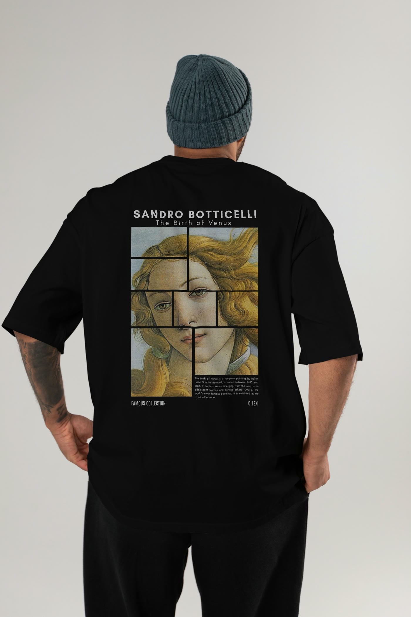 Sandro Botticelli Arka Baskılı Oversize t-shirt Erkek Kadın Bisiklet Yaka Pamuk tişort