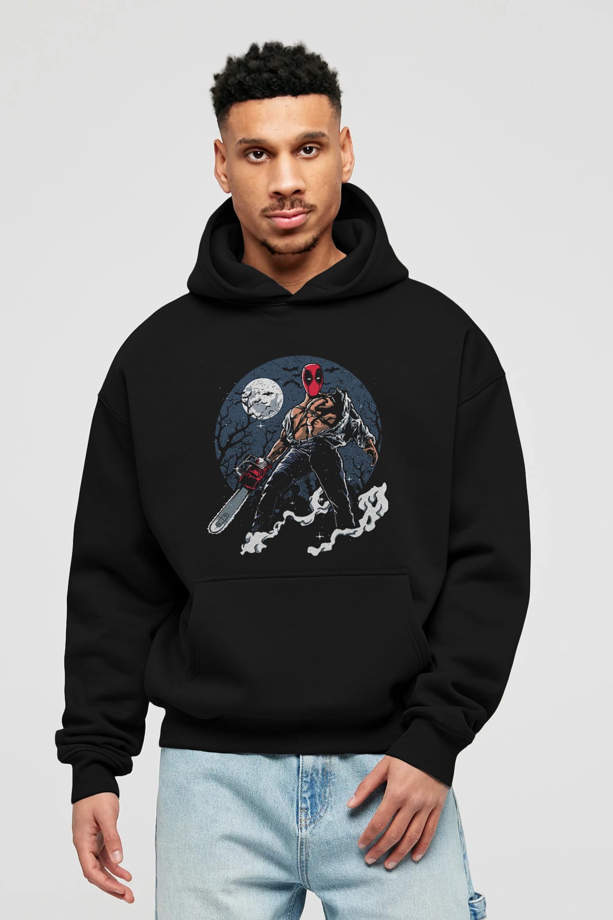 Evil Deadpool Ön Baskılı Hoodie Oversize Kapüşonlu Sweatshirt Erkek Kadın Unisex