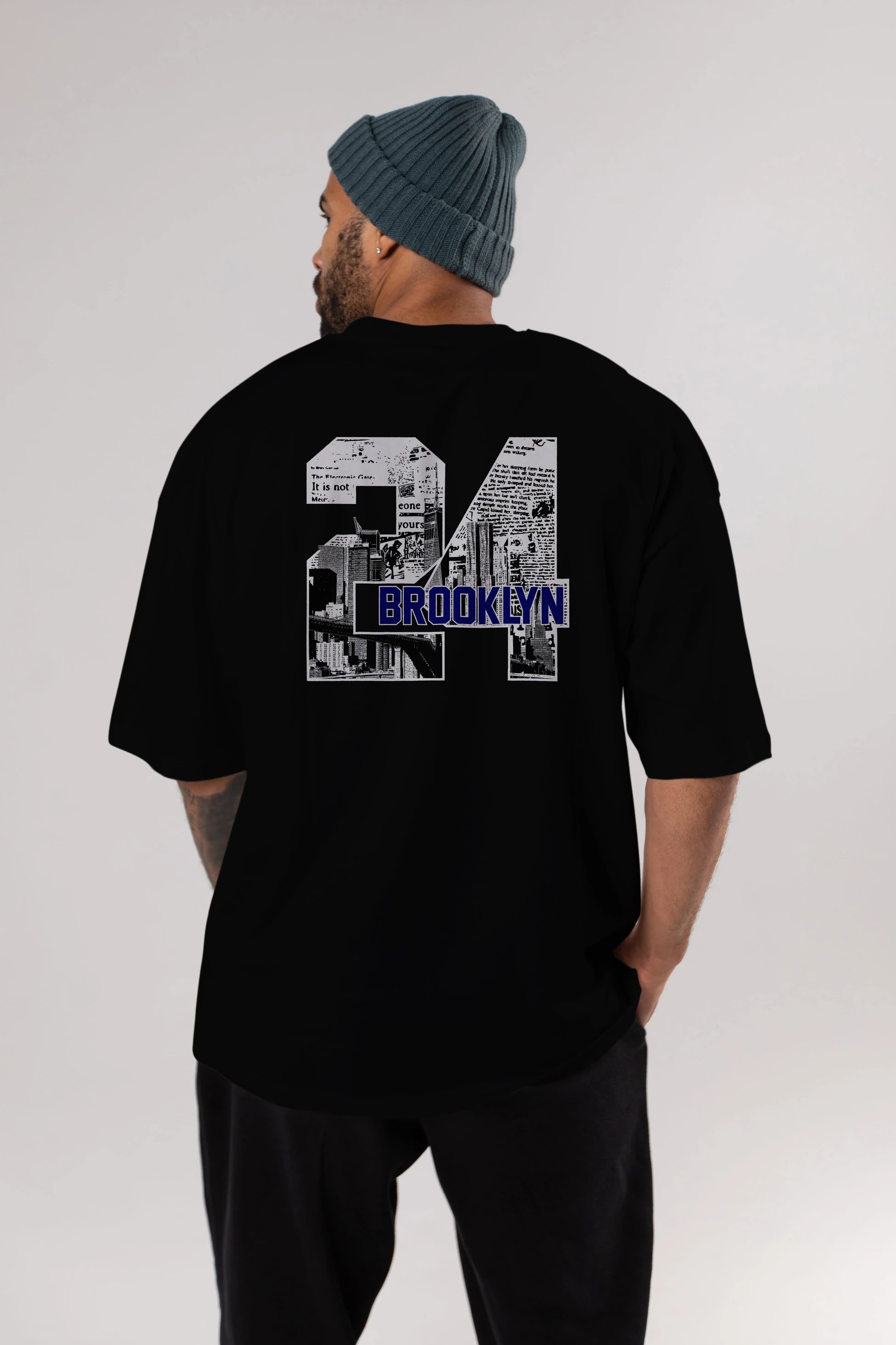 Brooklyn 24 Arka Baskılı Oversize t-shirt Erkek Kadın Unisex