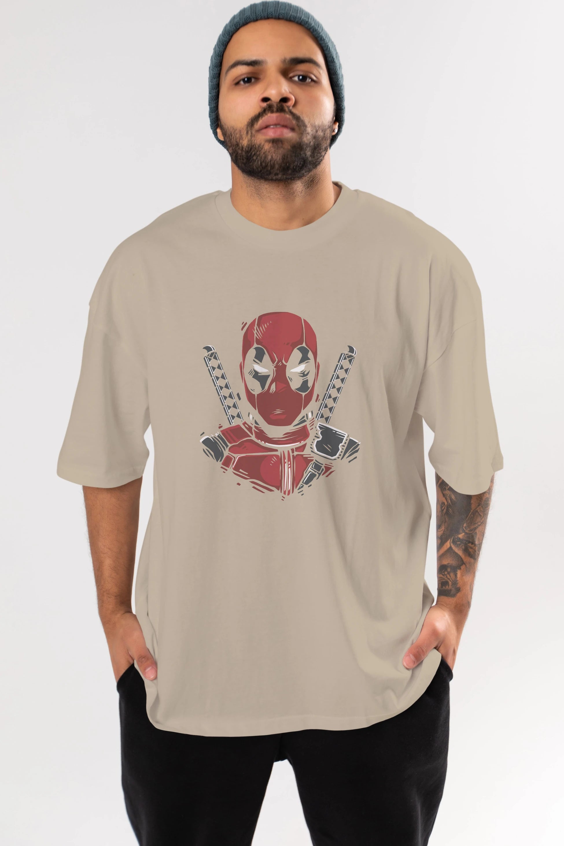 Deadpool (4) Ön Baskılı Oversize t-shirt Erkek Kadın Unisex %100 Pamuk Bisiklet Yaka tişort