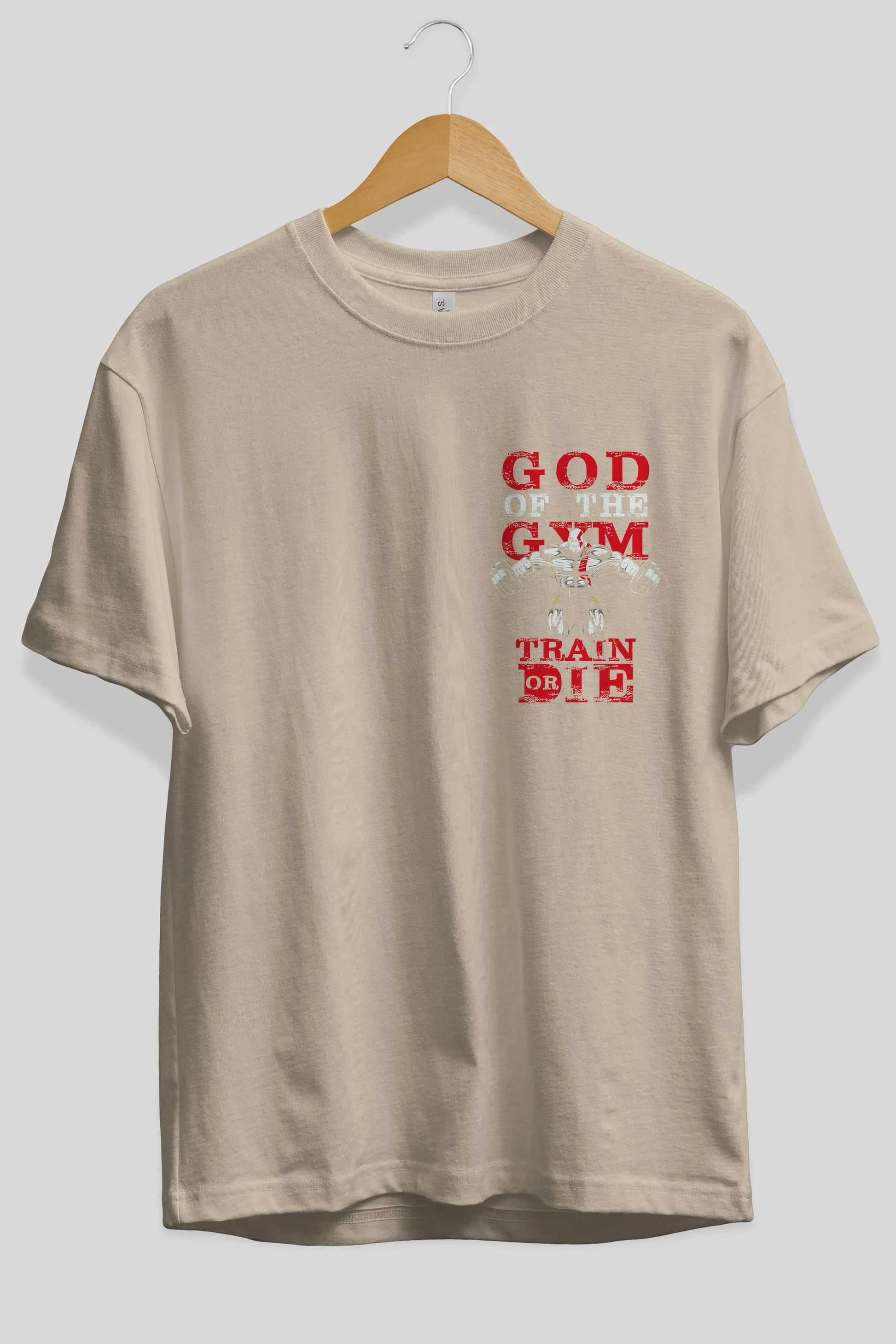 God of The GYM Ön Sol Baskılı Oversize t-shirt Erkek Kadın Unisex %100 Pamuk Bisiklet Yaka tişort