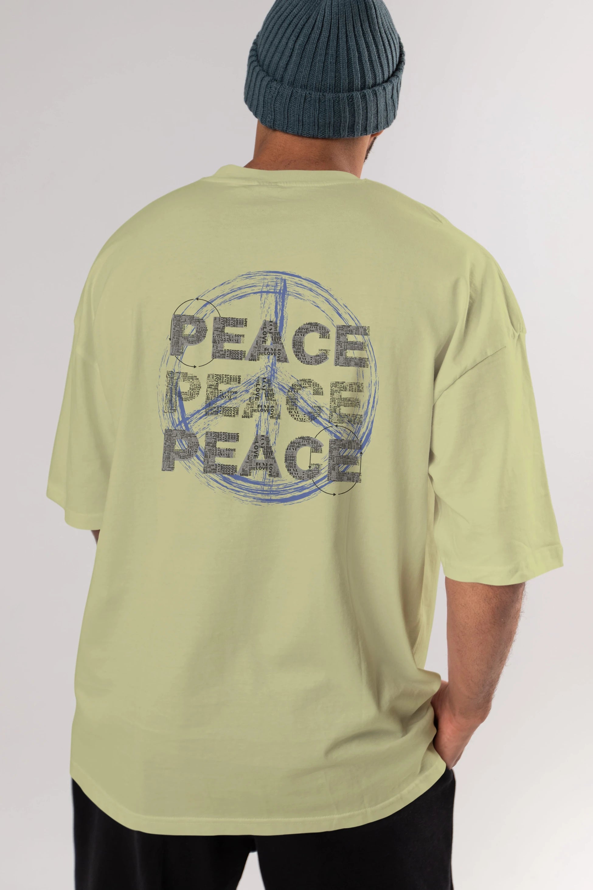 Peace Yazılı Arka Baskılı Oversize t-shirt Erkek Kadın Unisex