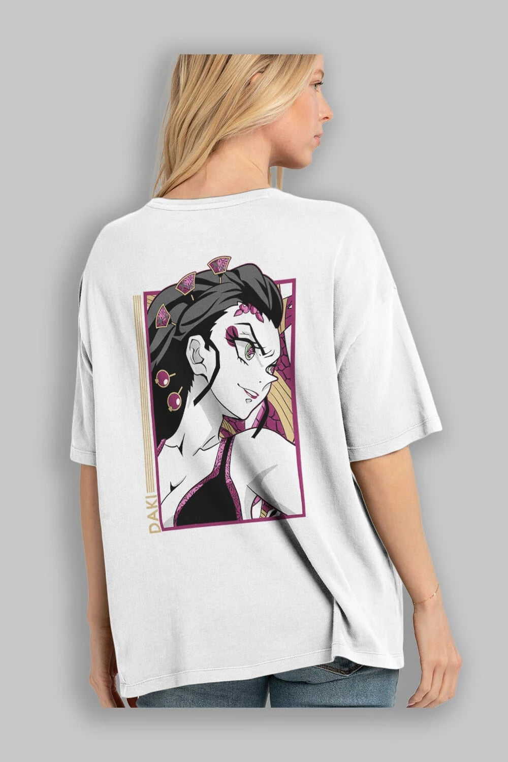 Daki DEMION SLAYER Anime Arka Baskılı Oversize t-shirt Erkek Kadın Unisex