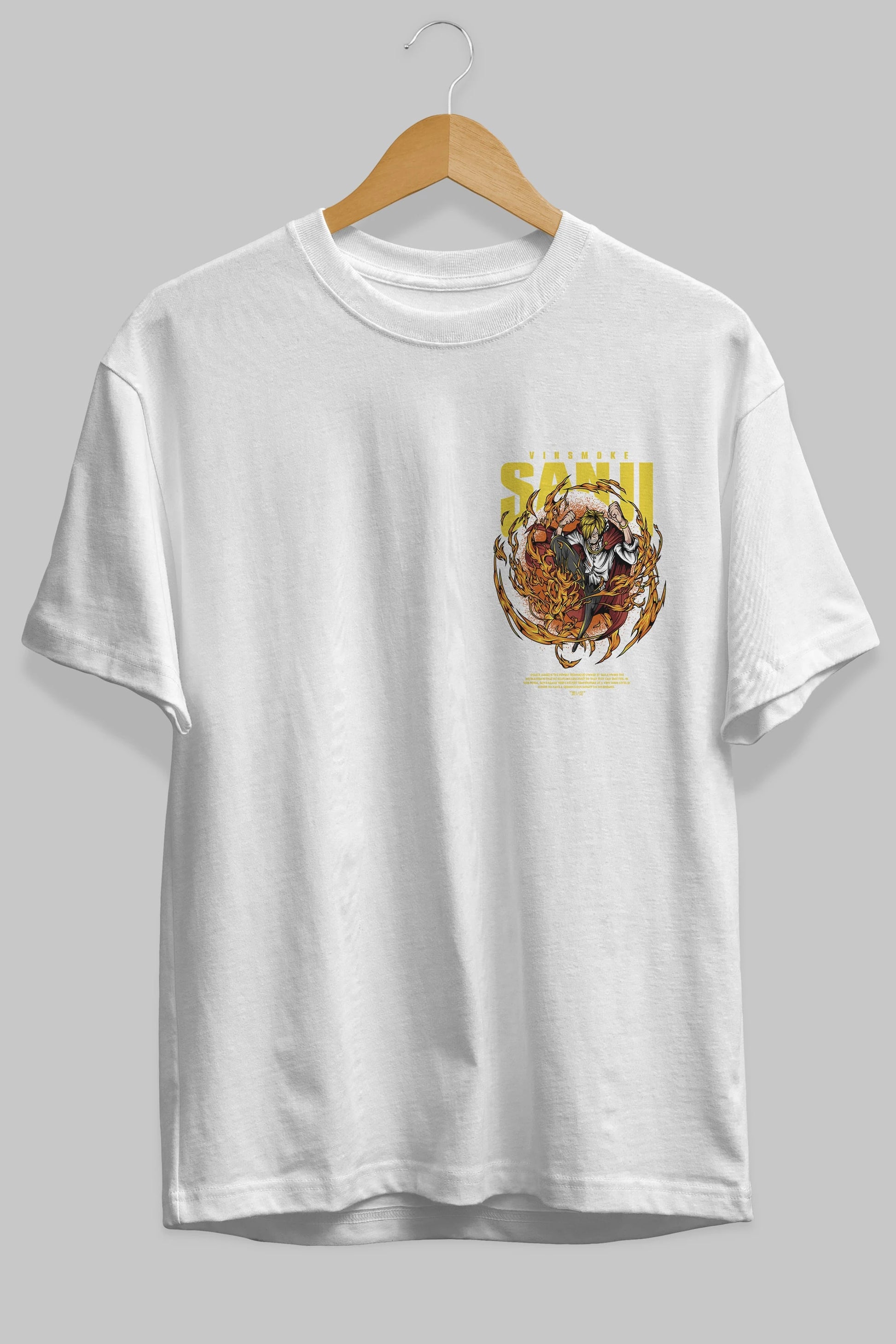 Vinsmoke Sanji Ön Sol Baskılı Oversize t-shirt Erkek Kadın Unisex %100 Pamuk Bisiklet Yaka tişort