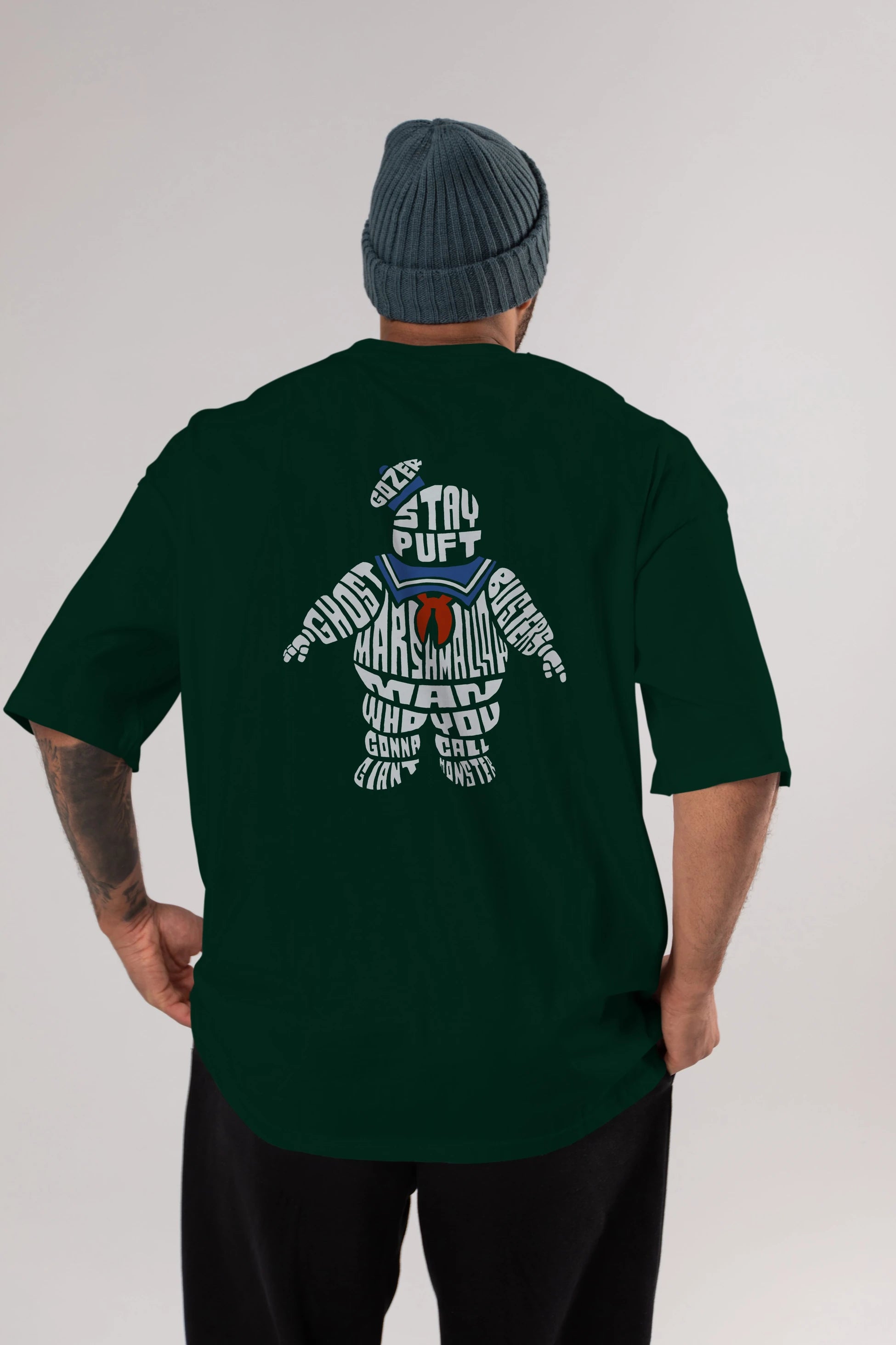 Stay Puft Arka Baskılı Oversize t-shirt %100 pamuk Erkek Kadın Unisex