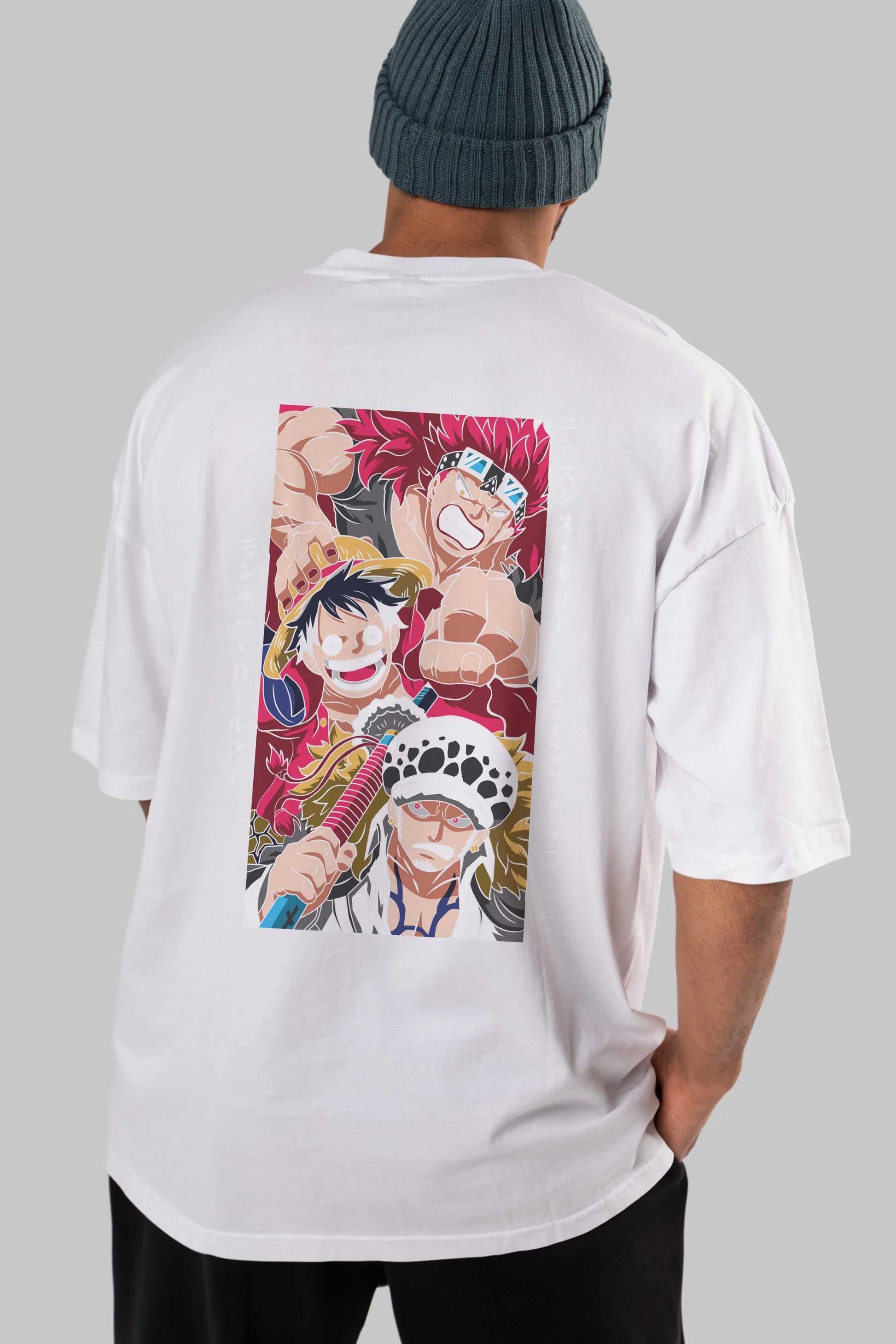 SUPER NOVAS one piece Anime Arka Baskılı Oversize t-shirt Erkek Kadın Unisex