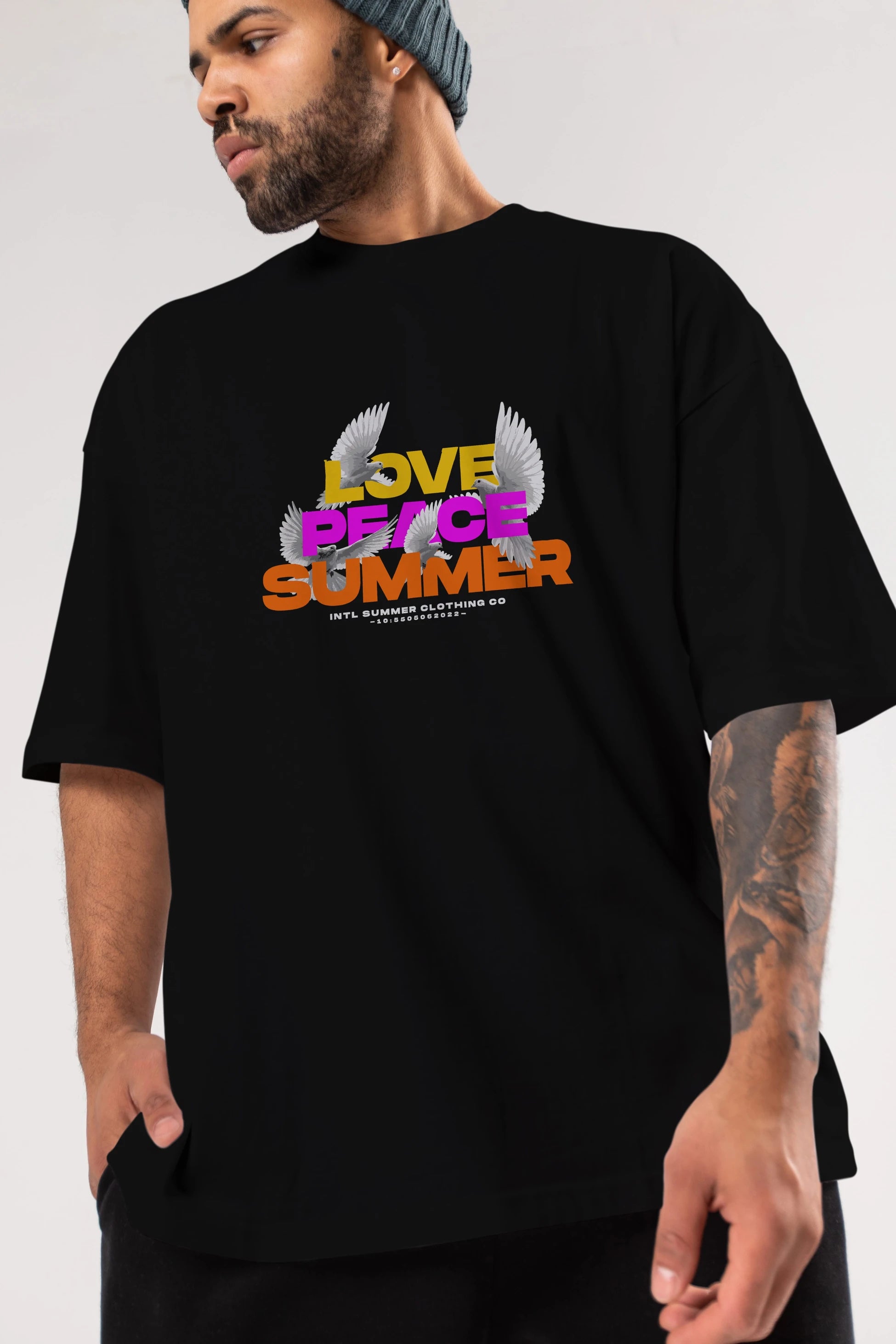 Love Peace Summer Ön Baskılı Oversize t-shirt Erkek Kadın Unisex