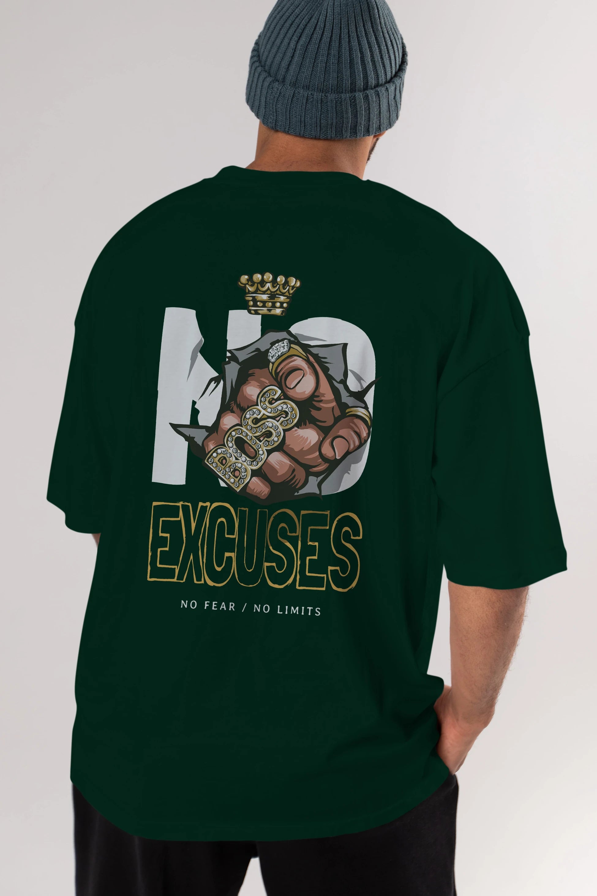No Excuses Arka Baskılı Oversize t-shirt Erkek Kadın Unisex