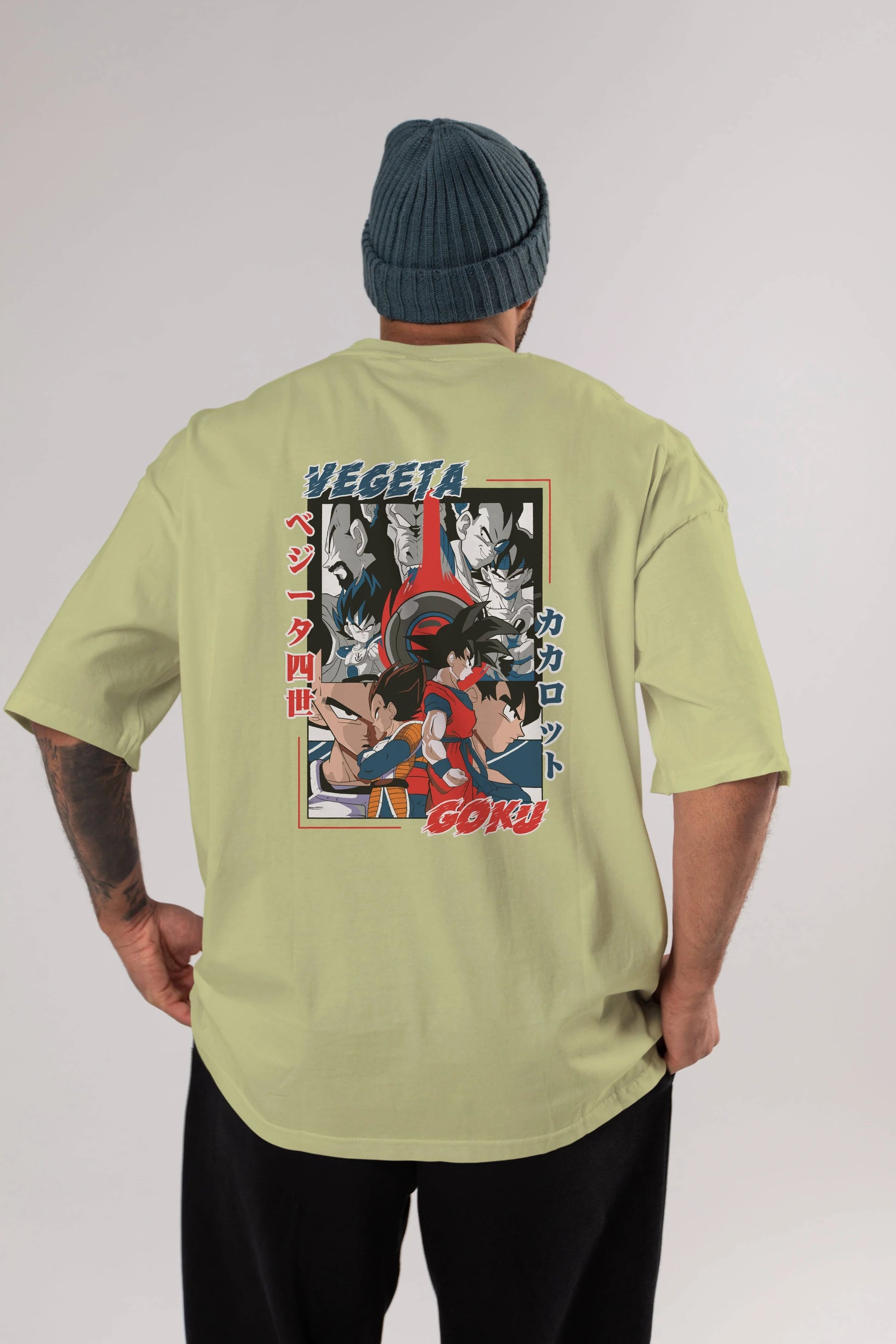 VEGETA VS GOKU Anime Arka Baskılı Oversize t-shirt Erkek Kadın Unisex