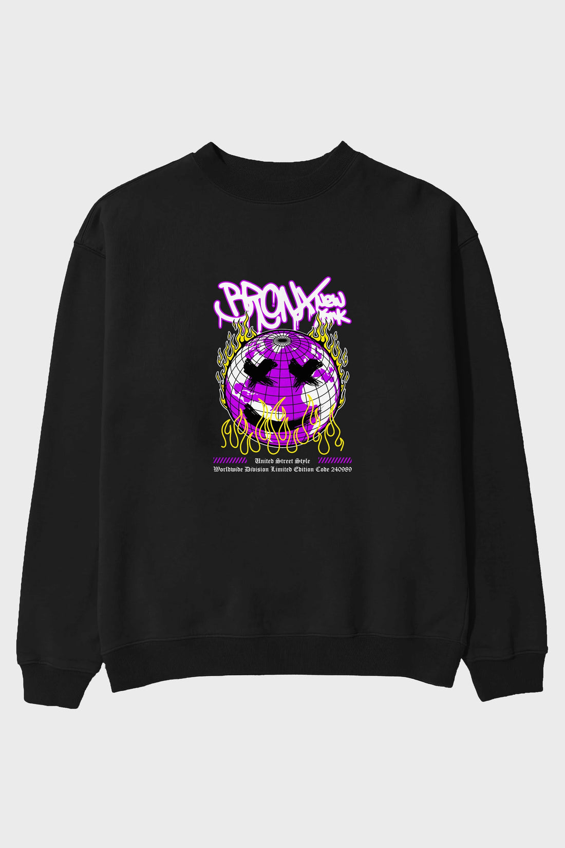 Bronx New York Ön Baskılı Oversize Sweatshirt Erkek Kadın Unisex