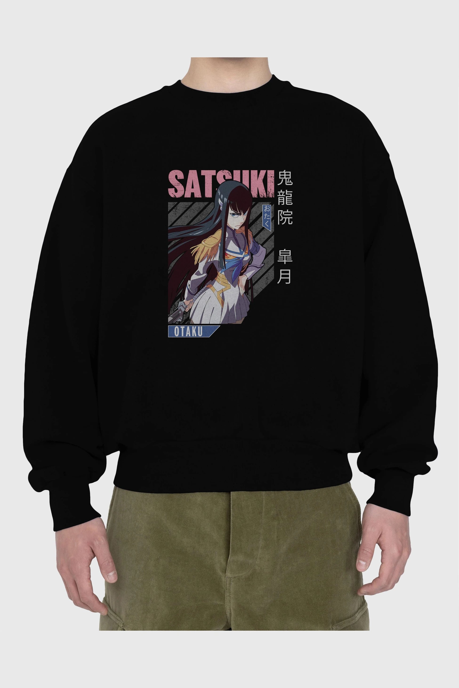 Satsuki Kiryuuin 8 Anime Ön Baskılı Oversize Sweatshirt Erkek Kadın Unisex