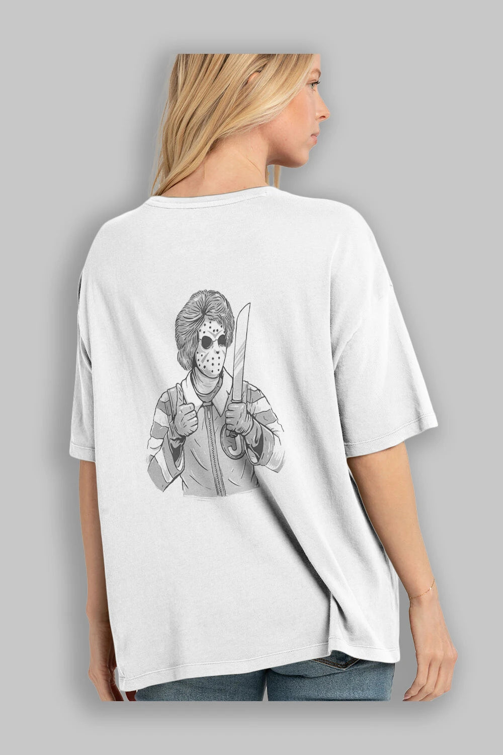 Clown Killer Arka Baskılı Oversize t-shirt Erkek Kadın Unisex %100 Pamuk