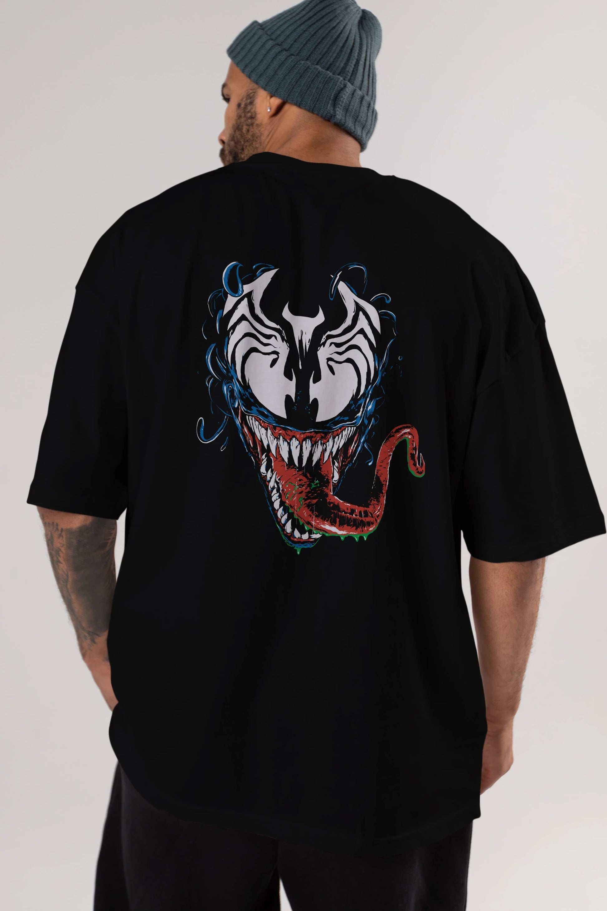 Venom (2) Arka Baskılı Oversize t-shirt Erkek Kadın Unisex %100 Pamuk Bisiklet Yaka tişort