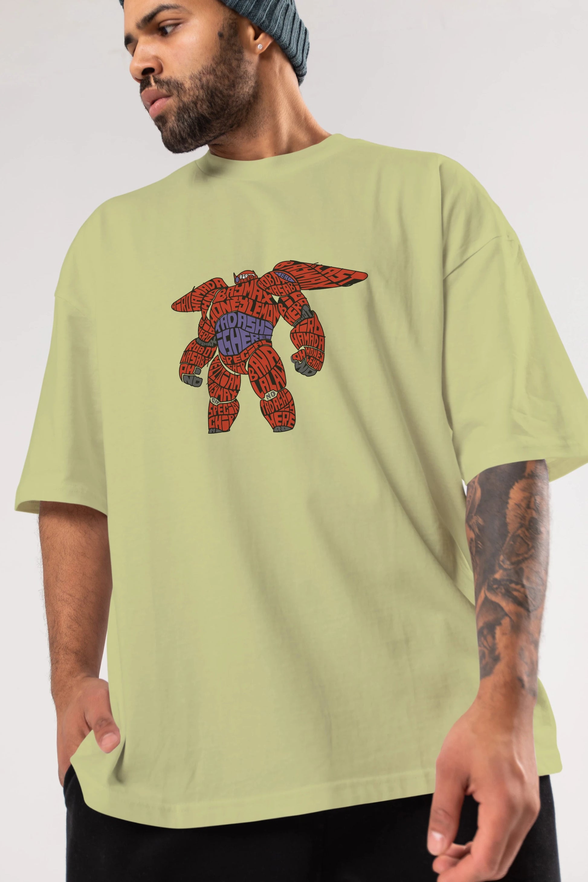 Baymax Ön Baskılı Oversize t-shirt %100 pamuk Erkek Kadın Unisex