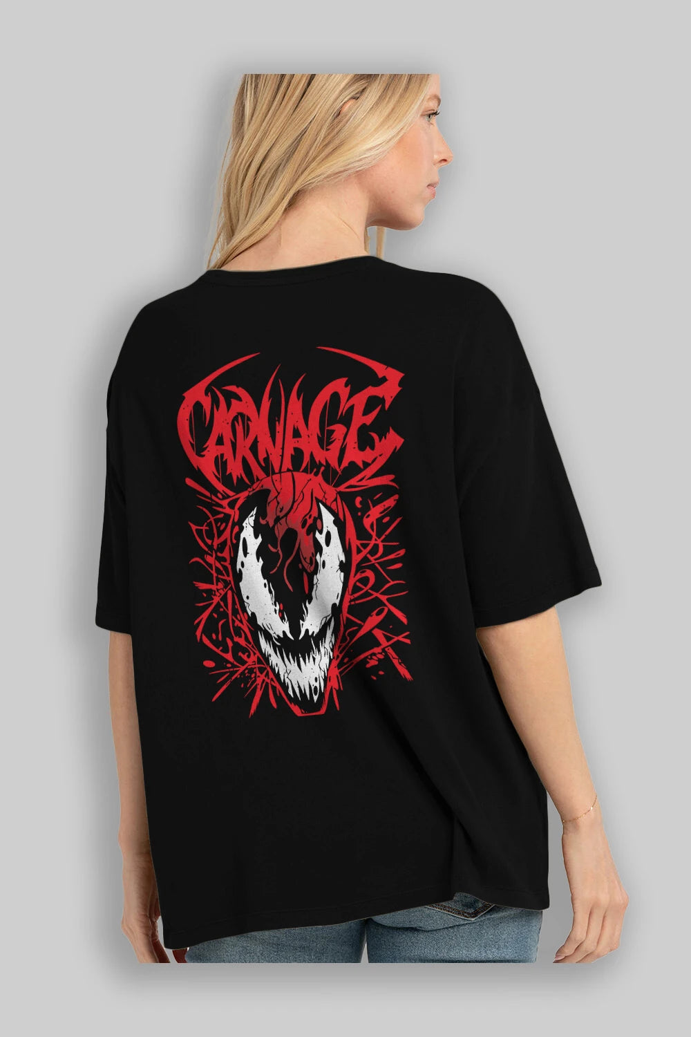 Venom (22) Arka Baskılı Oversize t-shirt Erkek Kadın Unisex %100 Pamuk Bisiklet Yaka tişort
