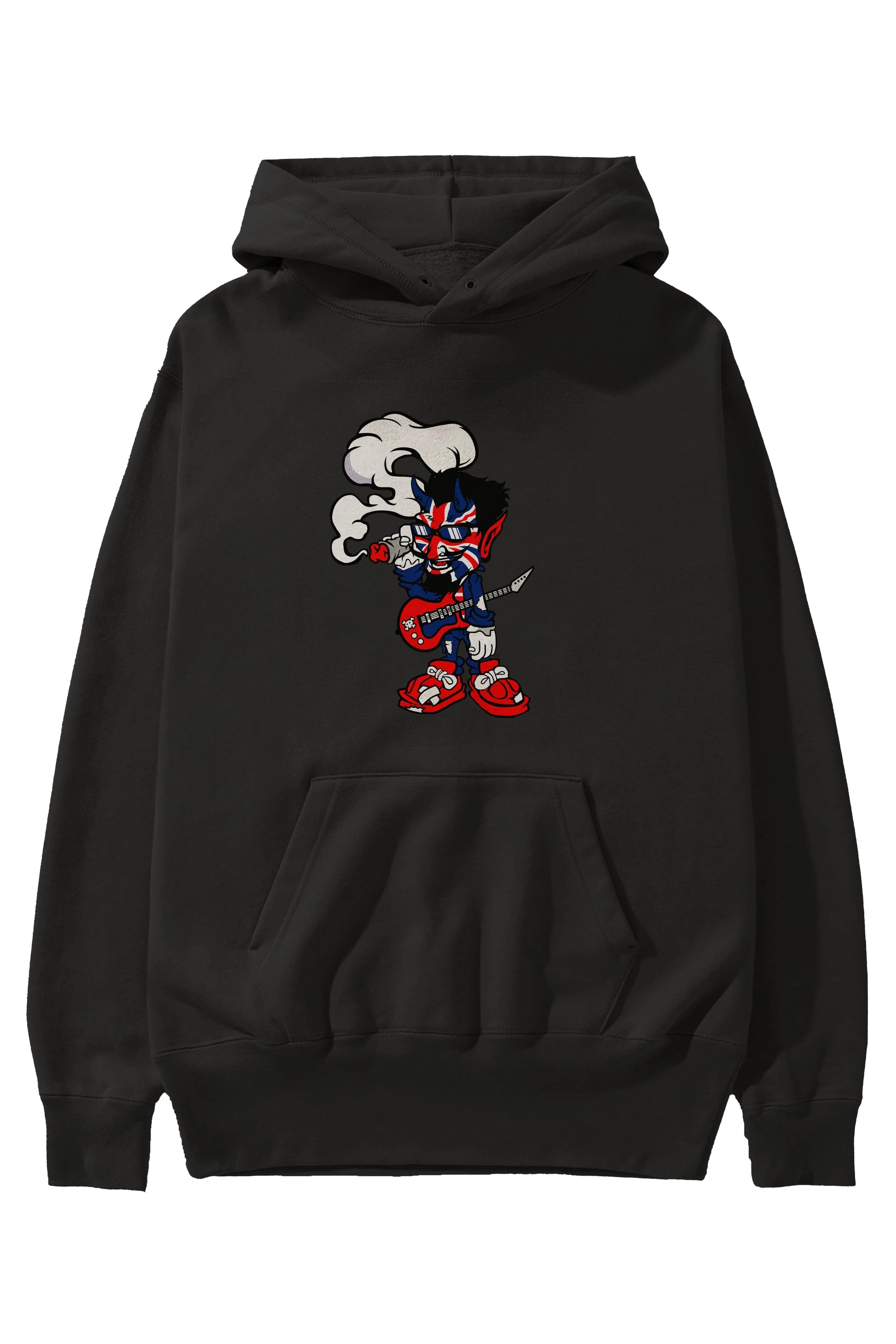 Uk Devil Rockstar Ön Baskılı Hoodie Oversize Kapüşonlu Sweatshirt Erkek Kadın Unisex