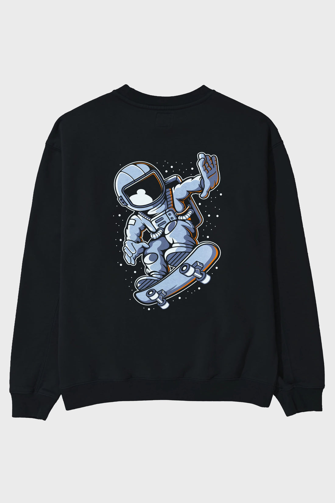 Astronaut Skateboard Arka Baskılı Oversize Sweatshirt Erkek Kadın Unisex